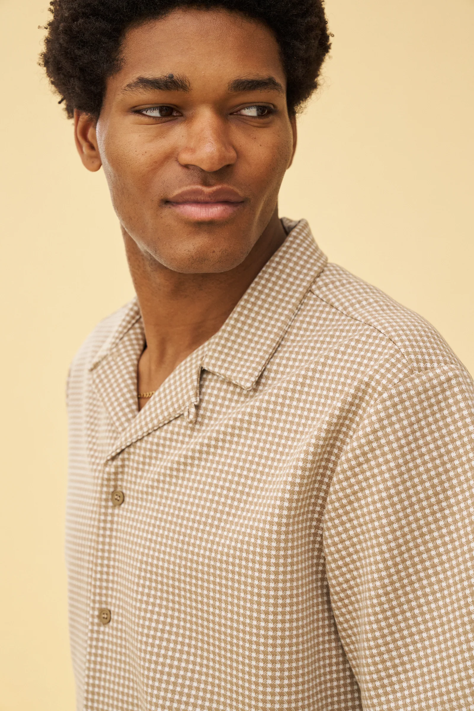 BEIGE DOGTOOTH JACQUARD CUBAN SHIRT - Image 5