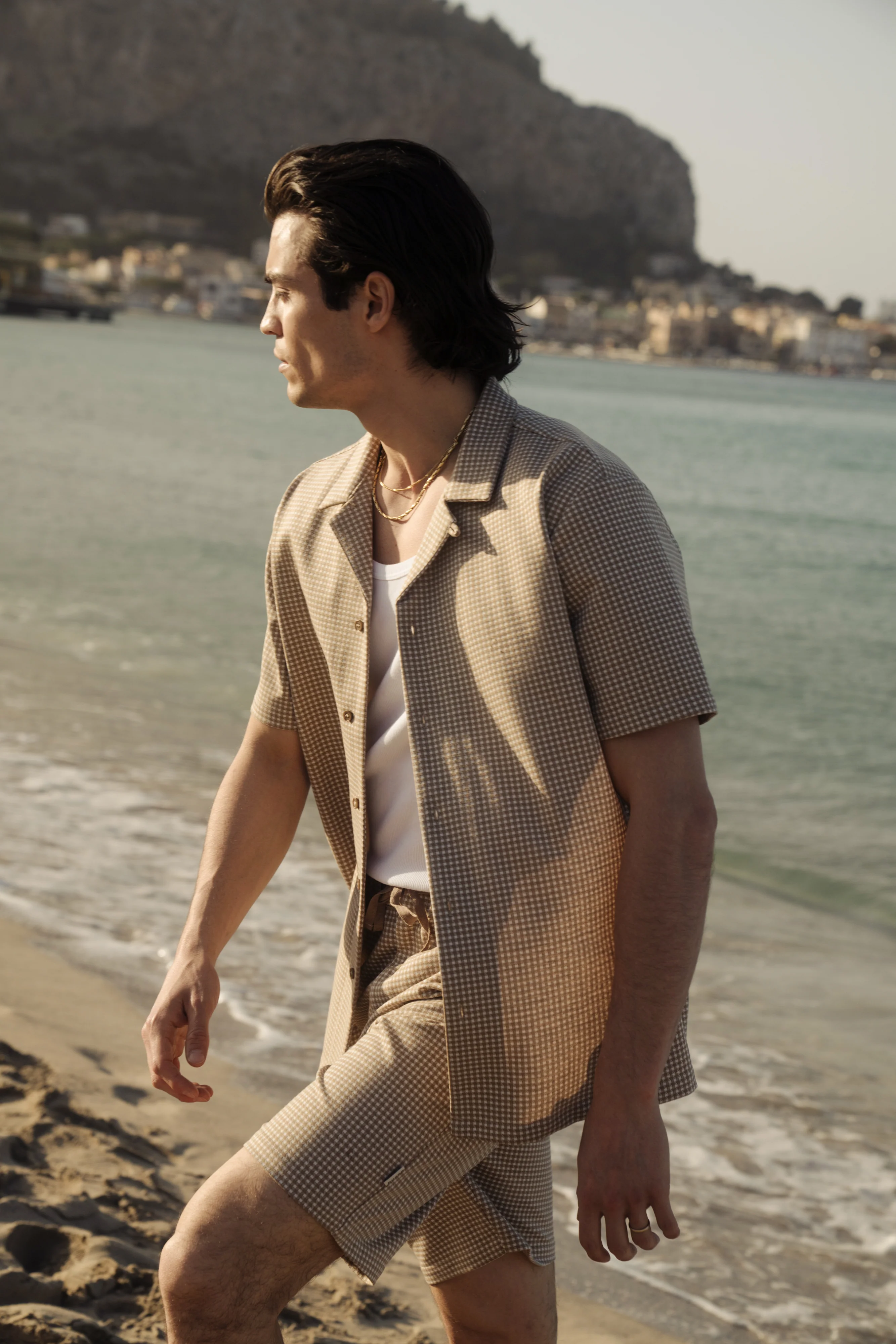 BEIGE DOGTOOTH JACQUARD CUBAN SHIRT - Image 9