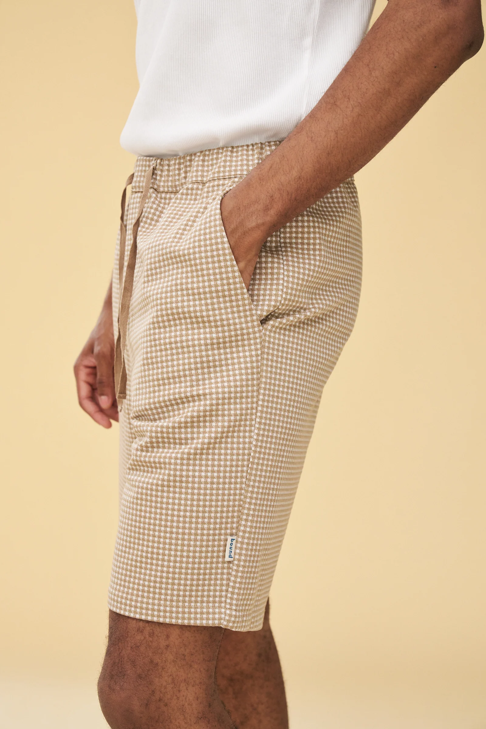 BEIGE DOGTOOTH JACQUARD SHORTS - Image 5