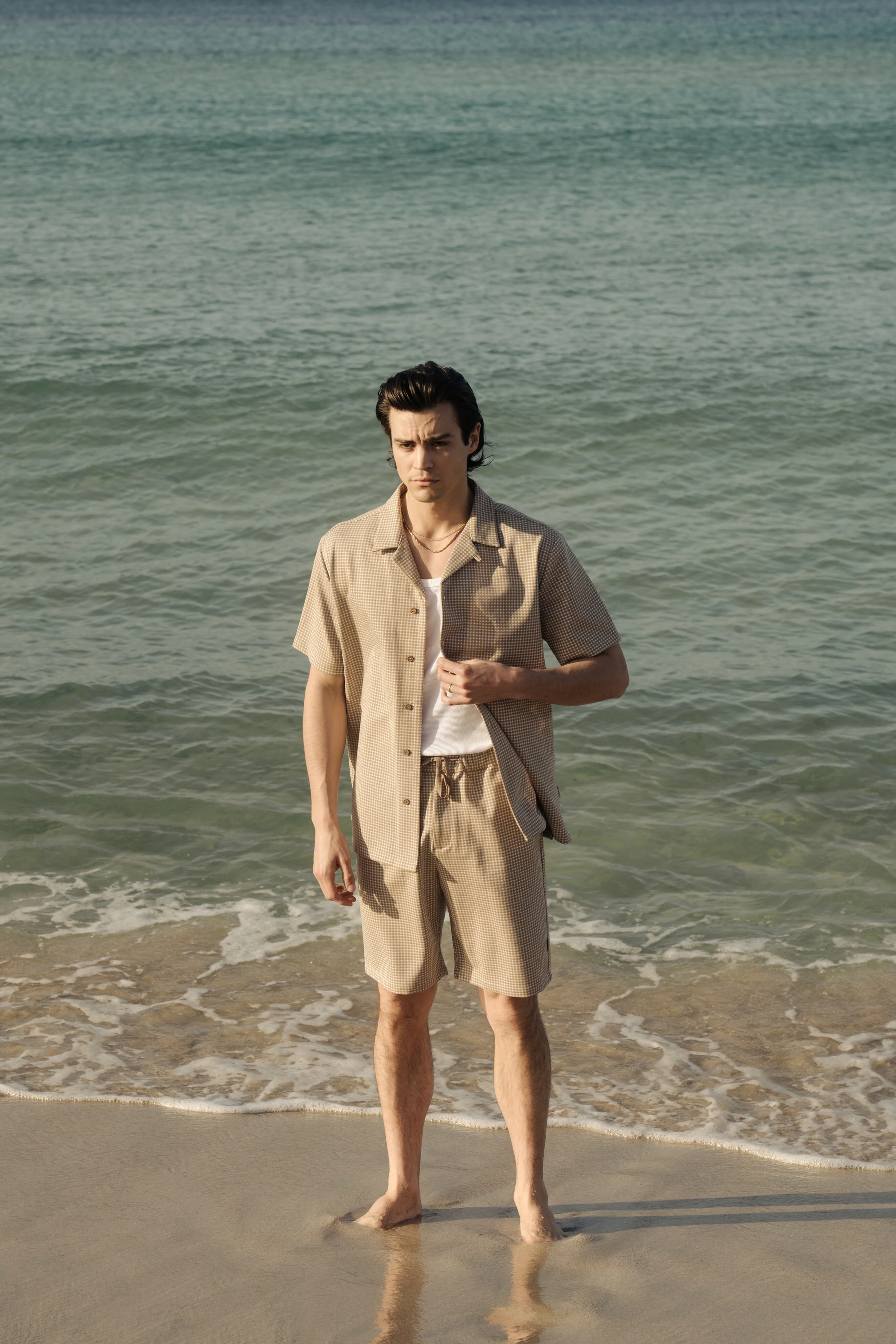 BEIGE DOGTOOTH JACQUARD SHORTS - Image 7