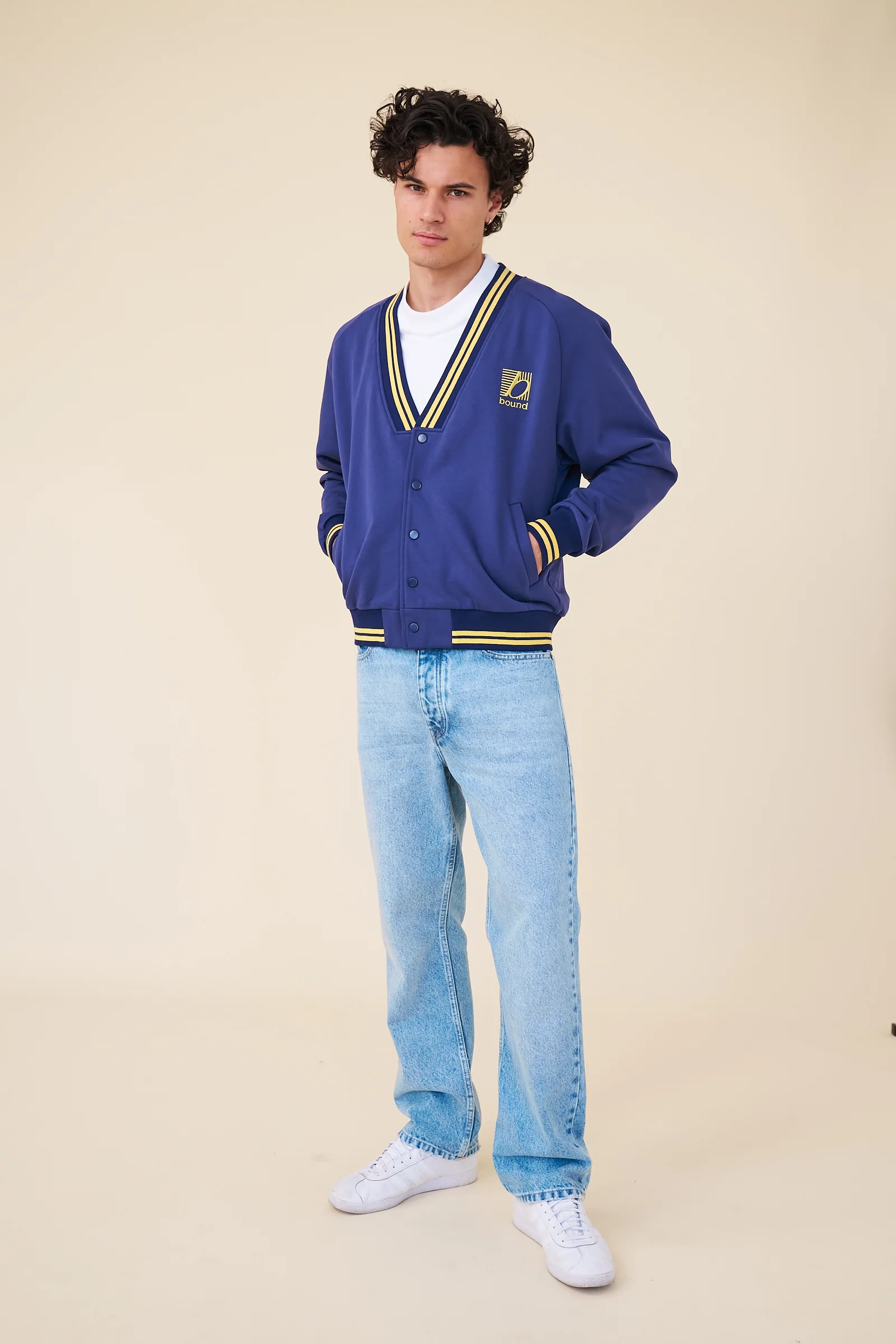 BERKELEY VARSITY CARDIGAN - NAVY / YELLOW - Image 3
