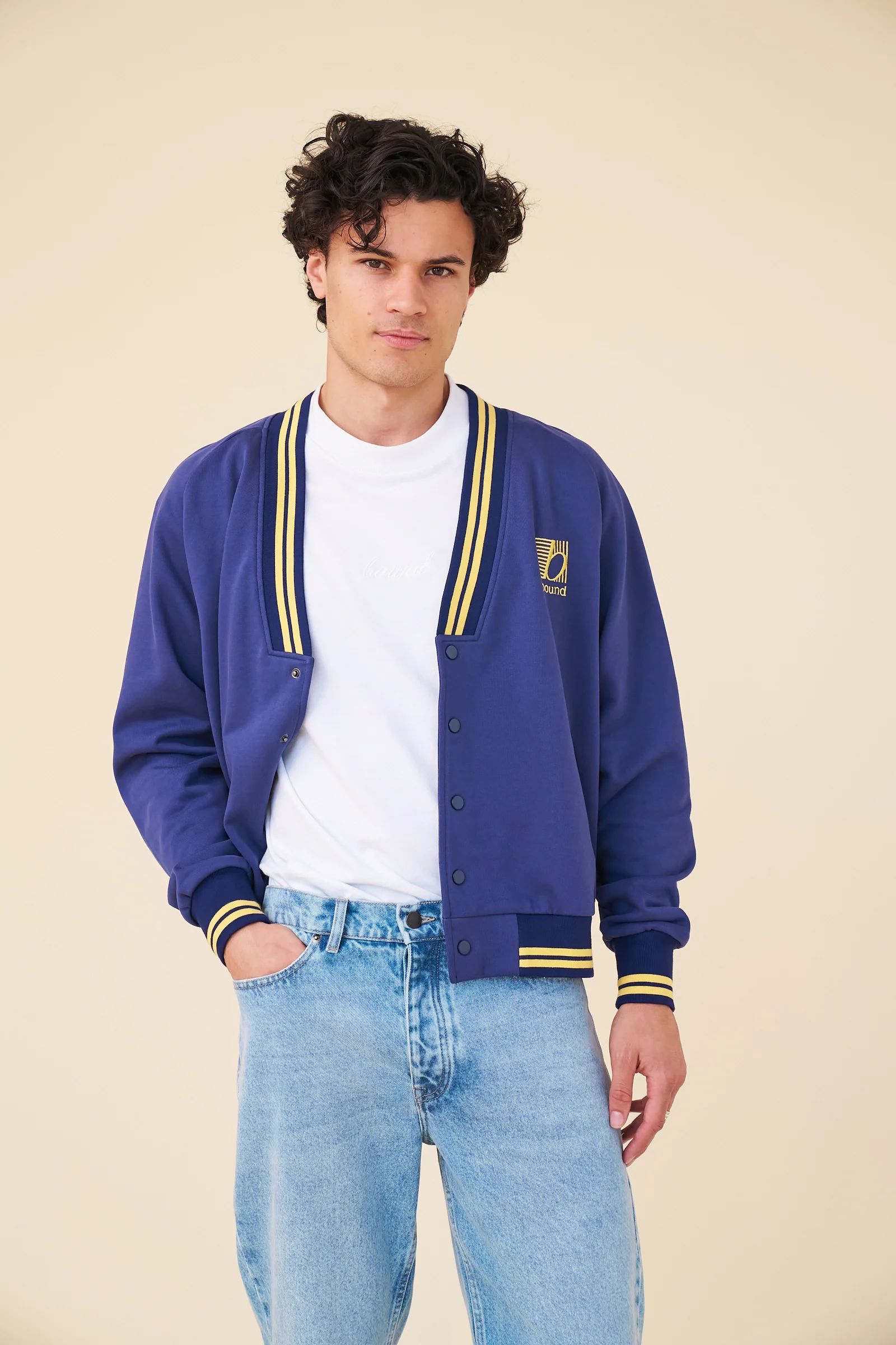 BERKELEY VARSITY CARDIGAN - NAVY / YELLOW - Image 5