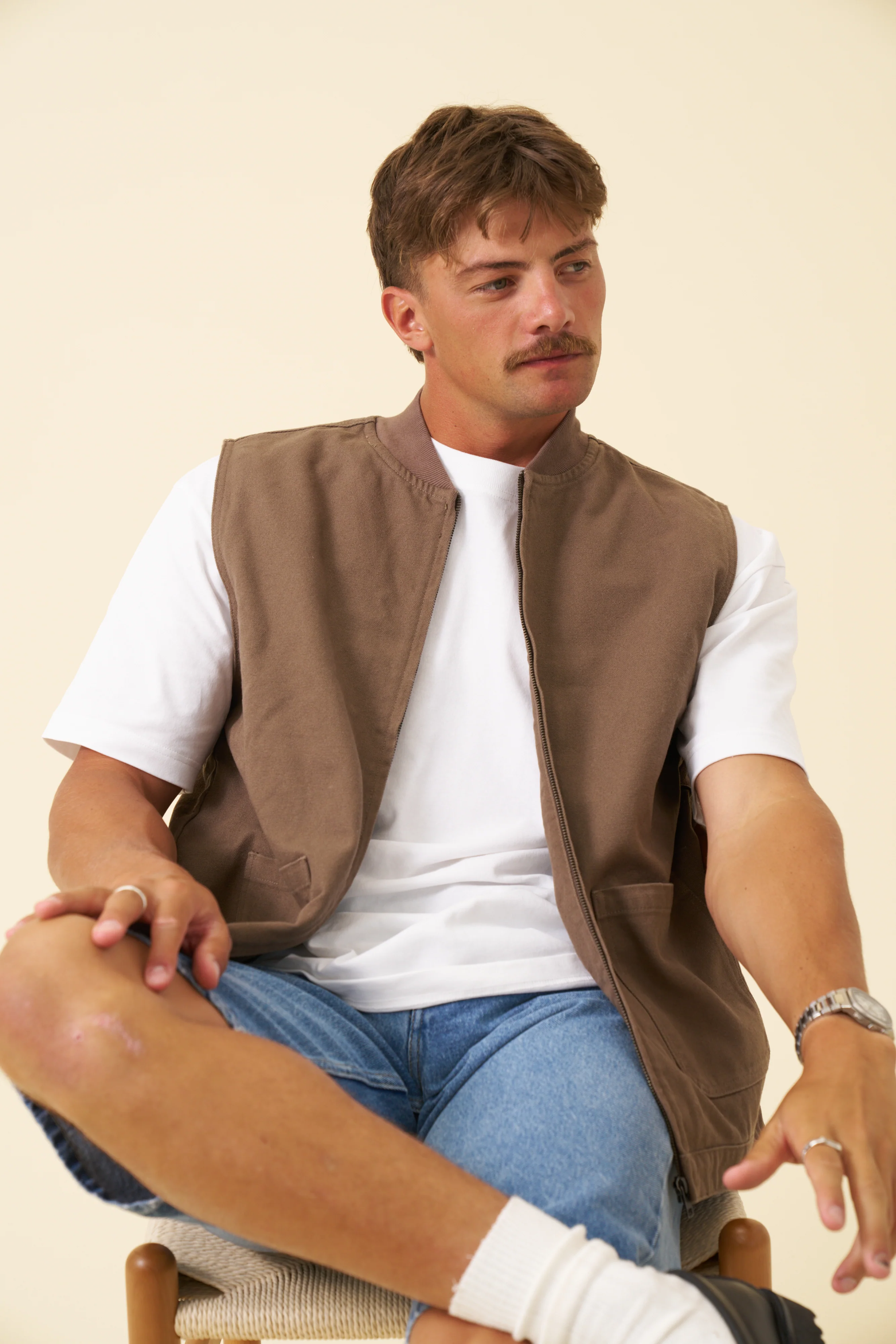 BOTHA HEAVY CANVAS VEST - BROWN - Image 7