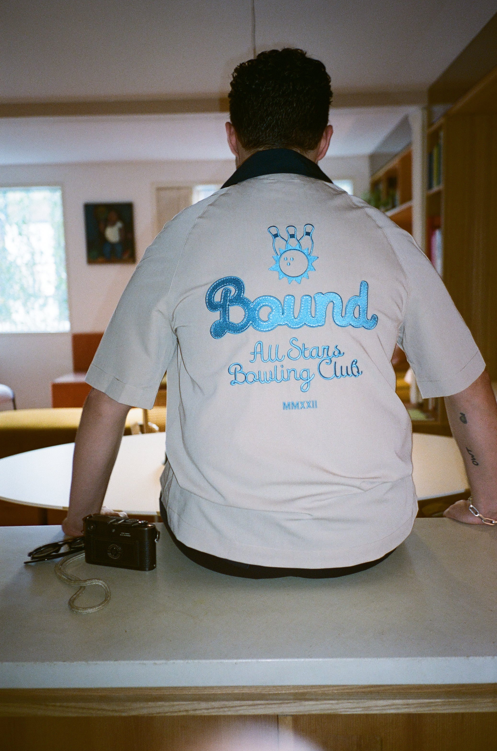BOWLING CLUB SS EMBROIDERED SHIRT - BEIGE CONTRAST - Image 5
