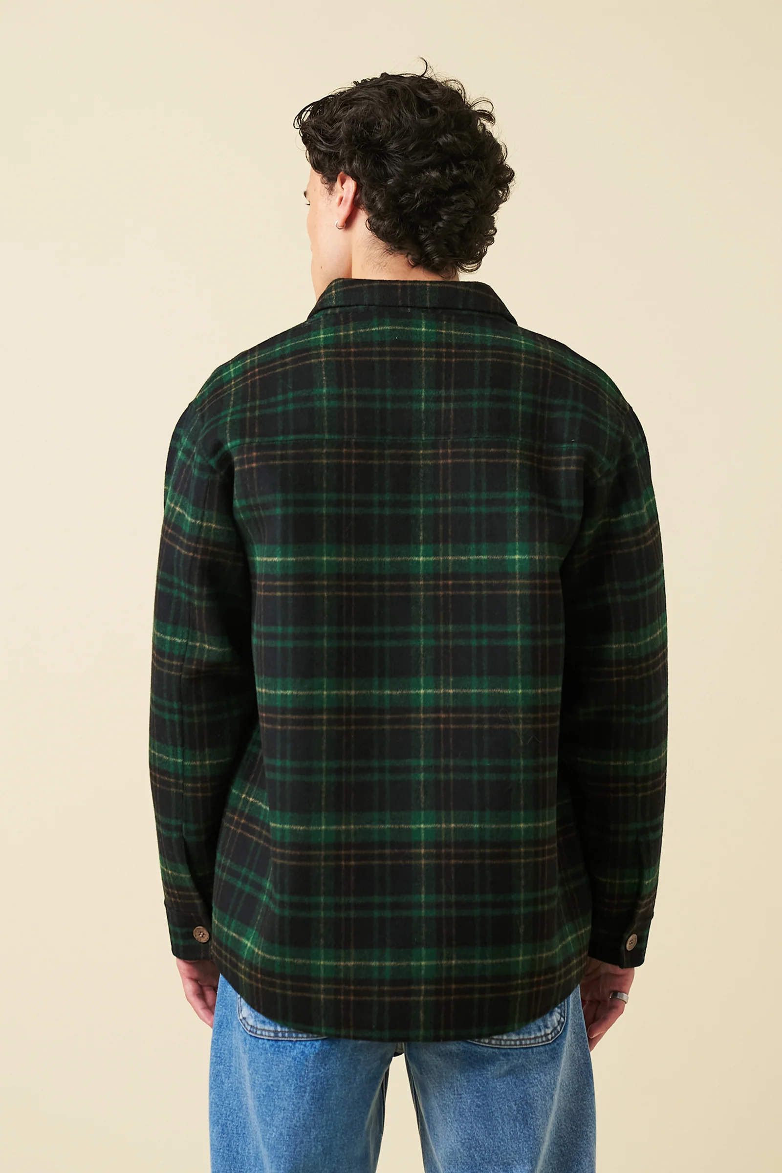 BYRANT CHECK WOOL COAT - GREEN / NAVY - Image 5