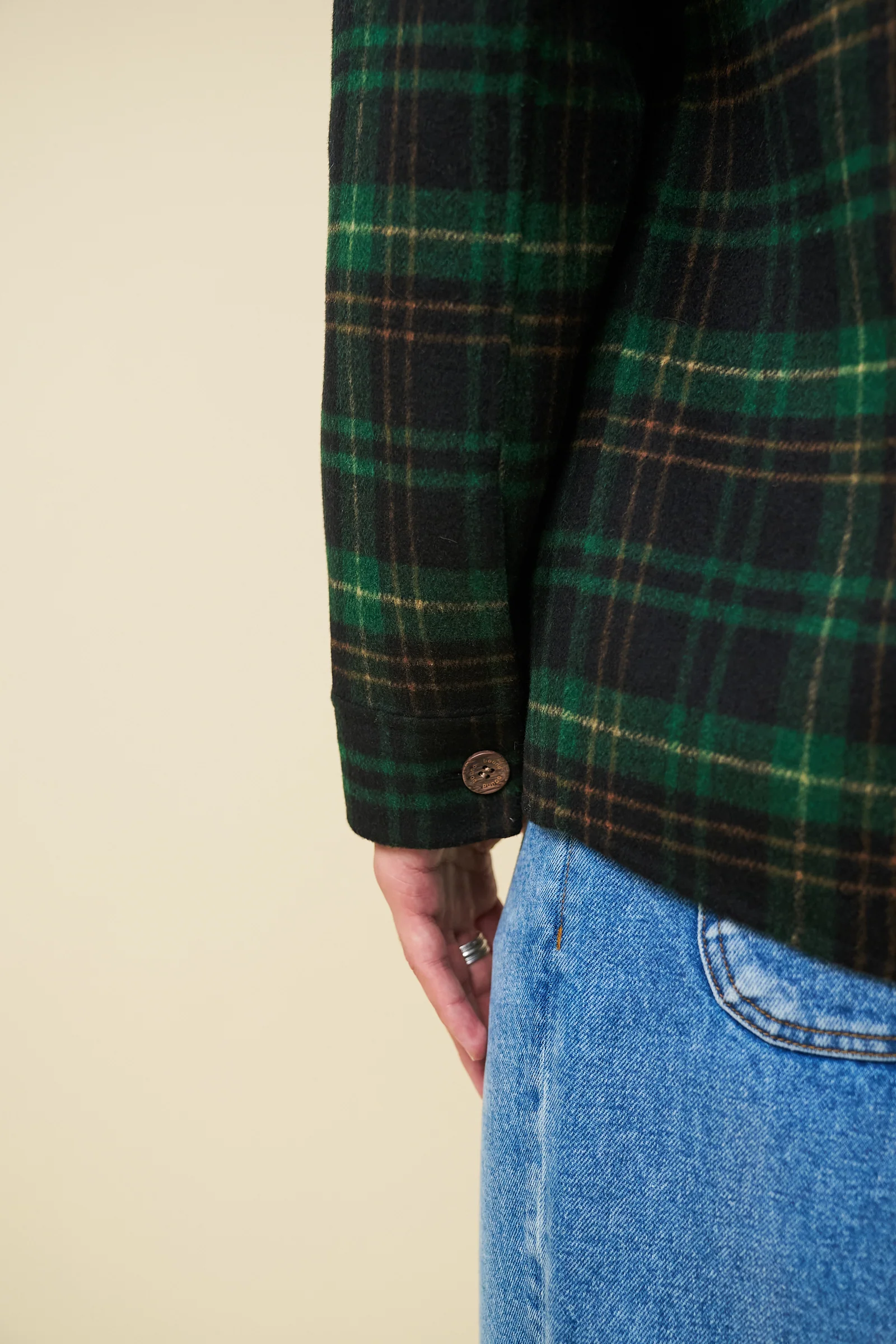 BYRANT CHECK WOOL COAT - GREEN / NAVY - Image 6