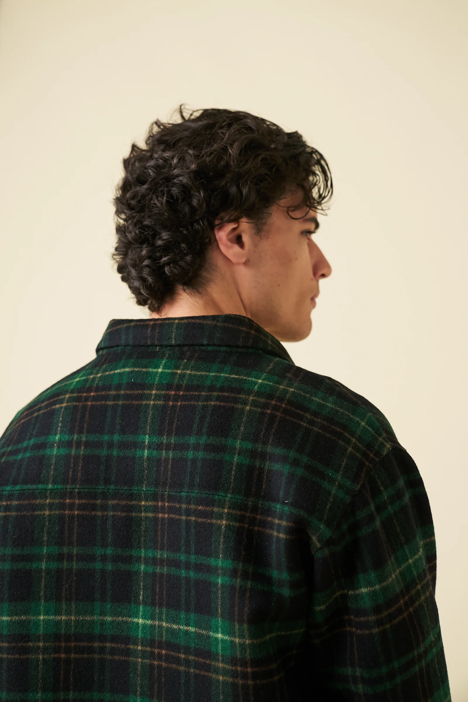 BYRANT CHECK WOOL COAT - GREEN / NAVY - Image 7