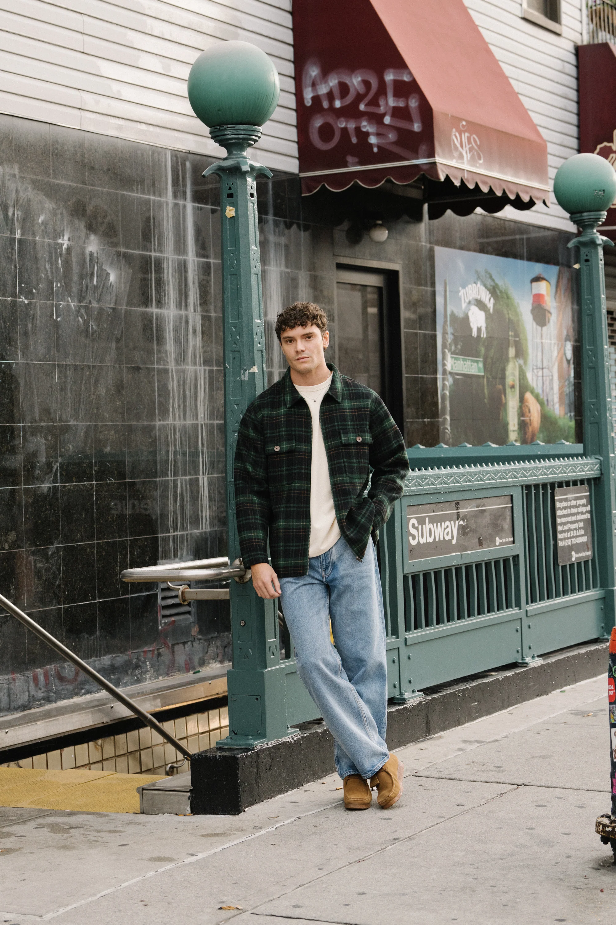 BYRANT CHECK WOOL COAT - GREEN / NAVY - Image 8