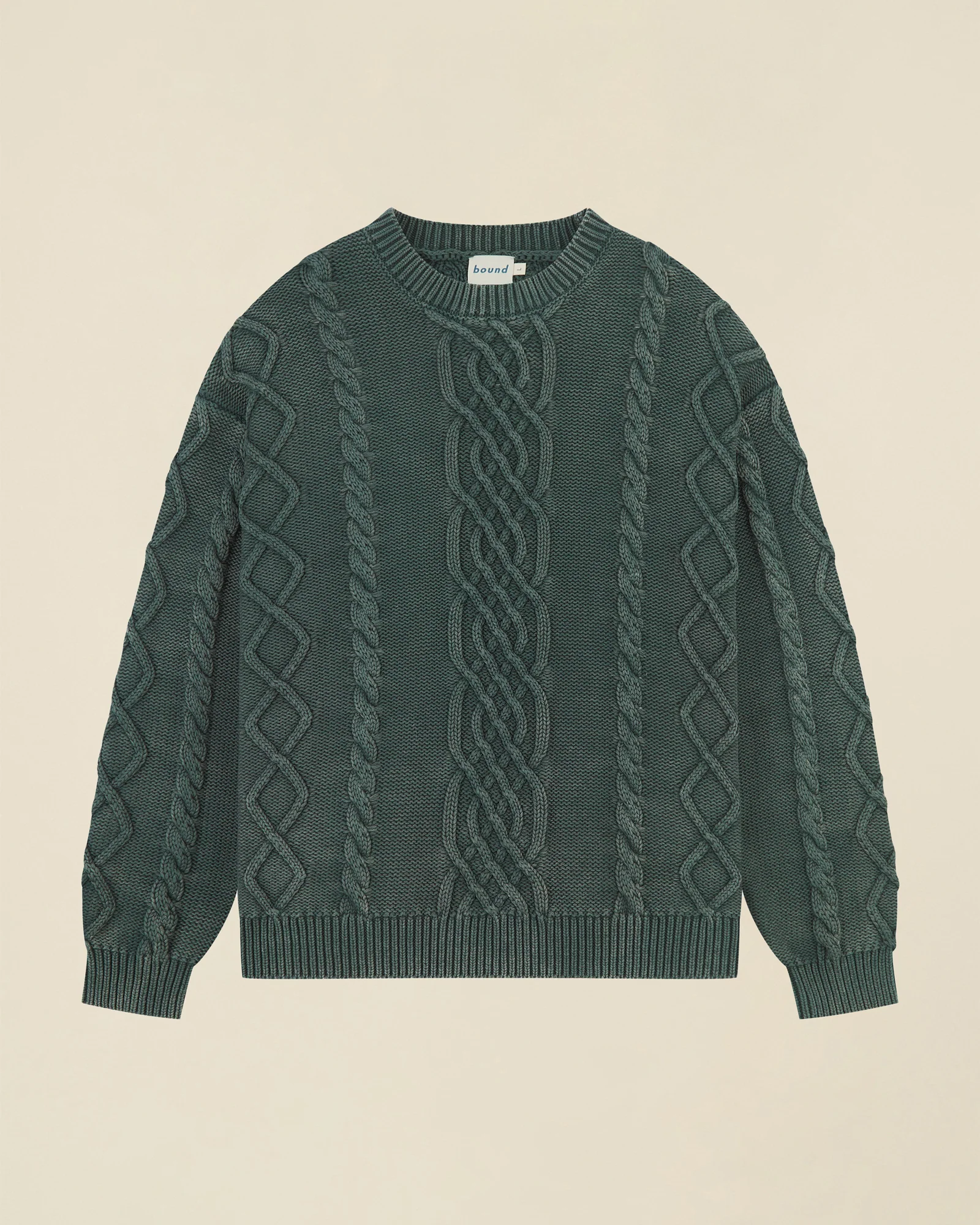 CABLE KNIT ACID WASH KNIT - GREEN - Image 7