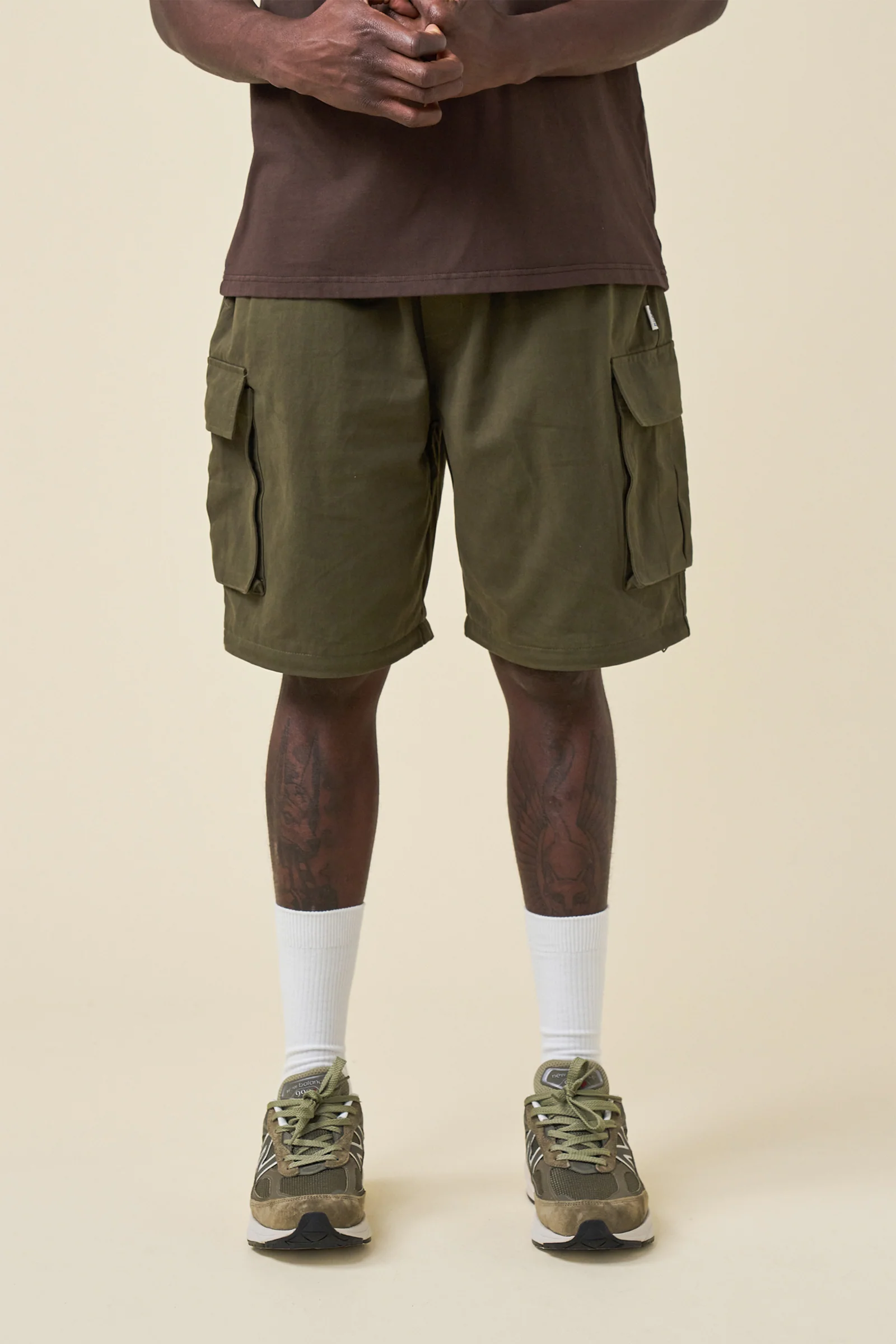 CANVAS CARGO TROUSER + SHORT ZIP OFFS - ARMY GREEN - Image 2
