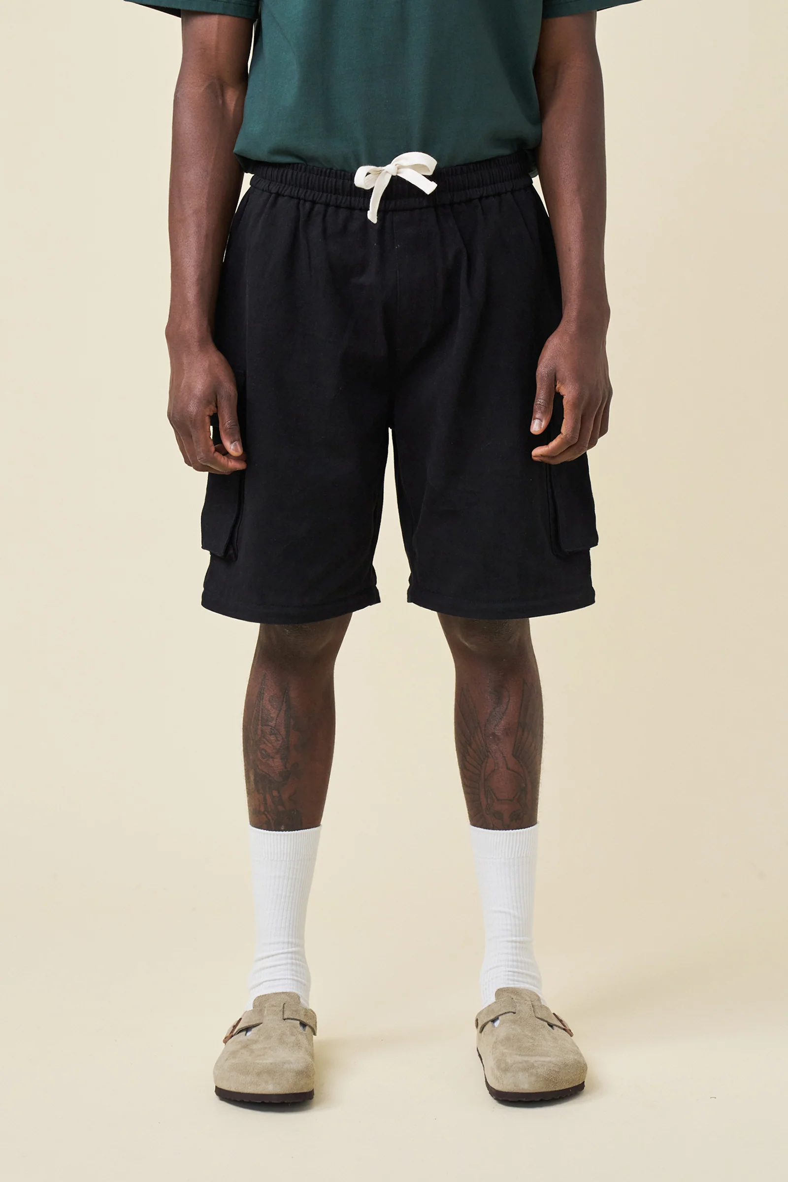 CANVAS CARGO TROUSER + SHORT ZIP OFFS - BLACK - Image 2
