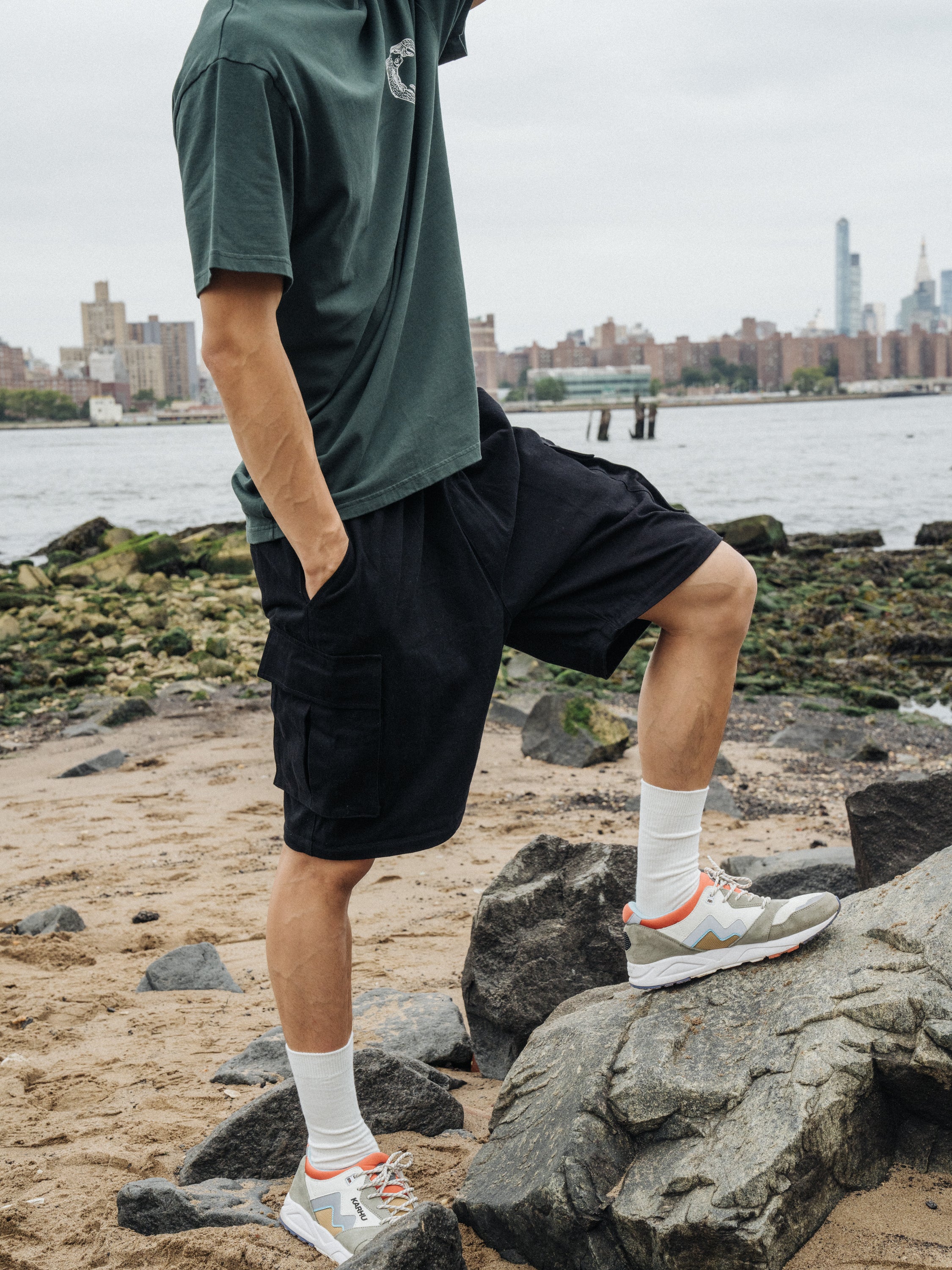 CANVAS CARGO TROUSER + SHORT ZIP OFFS - BLACK - Image 4