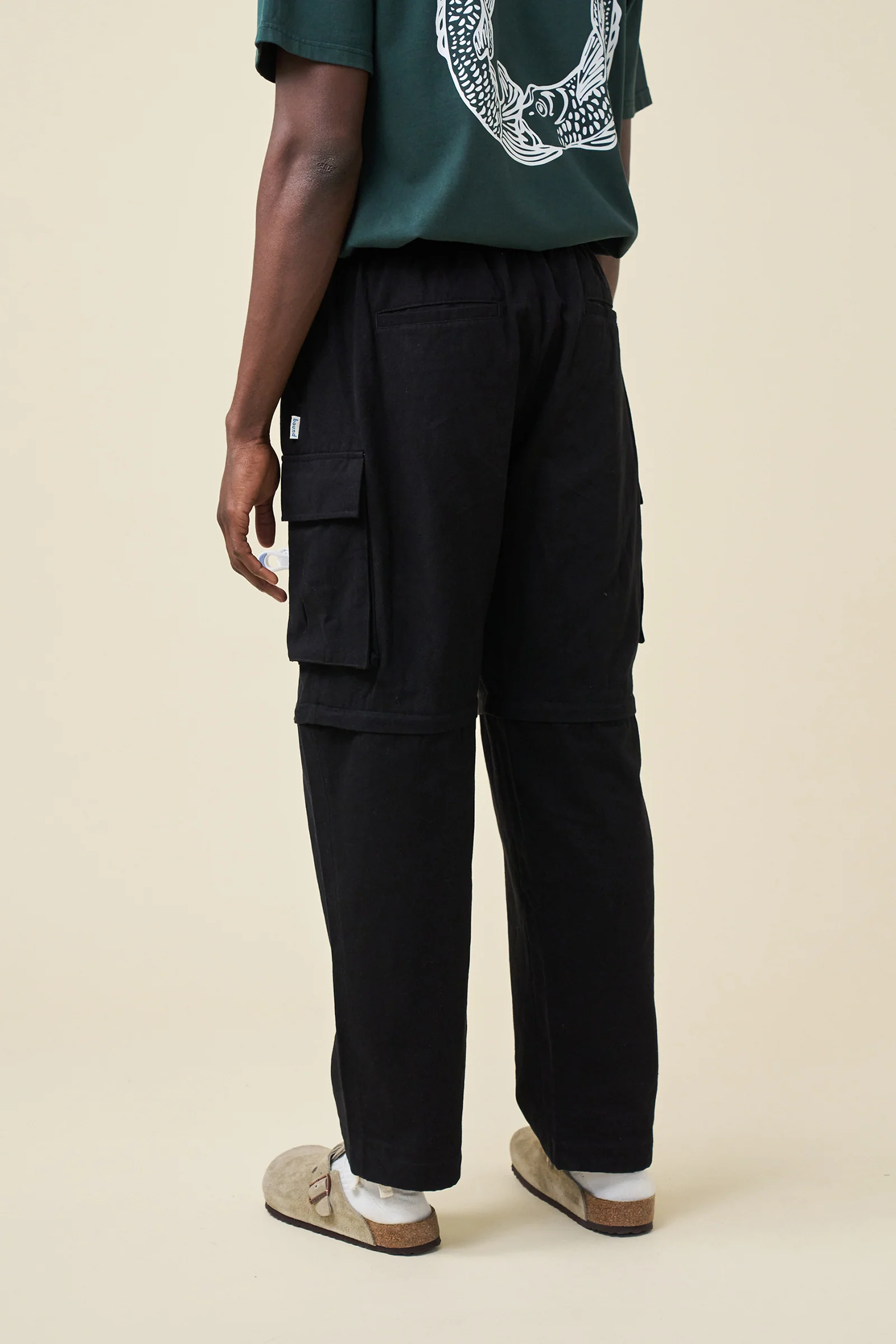 CANVAS CARGO TROUSER + SHORT ZIP OFFS - BLACK - Image 5