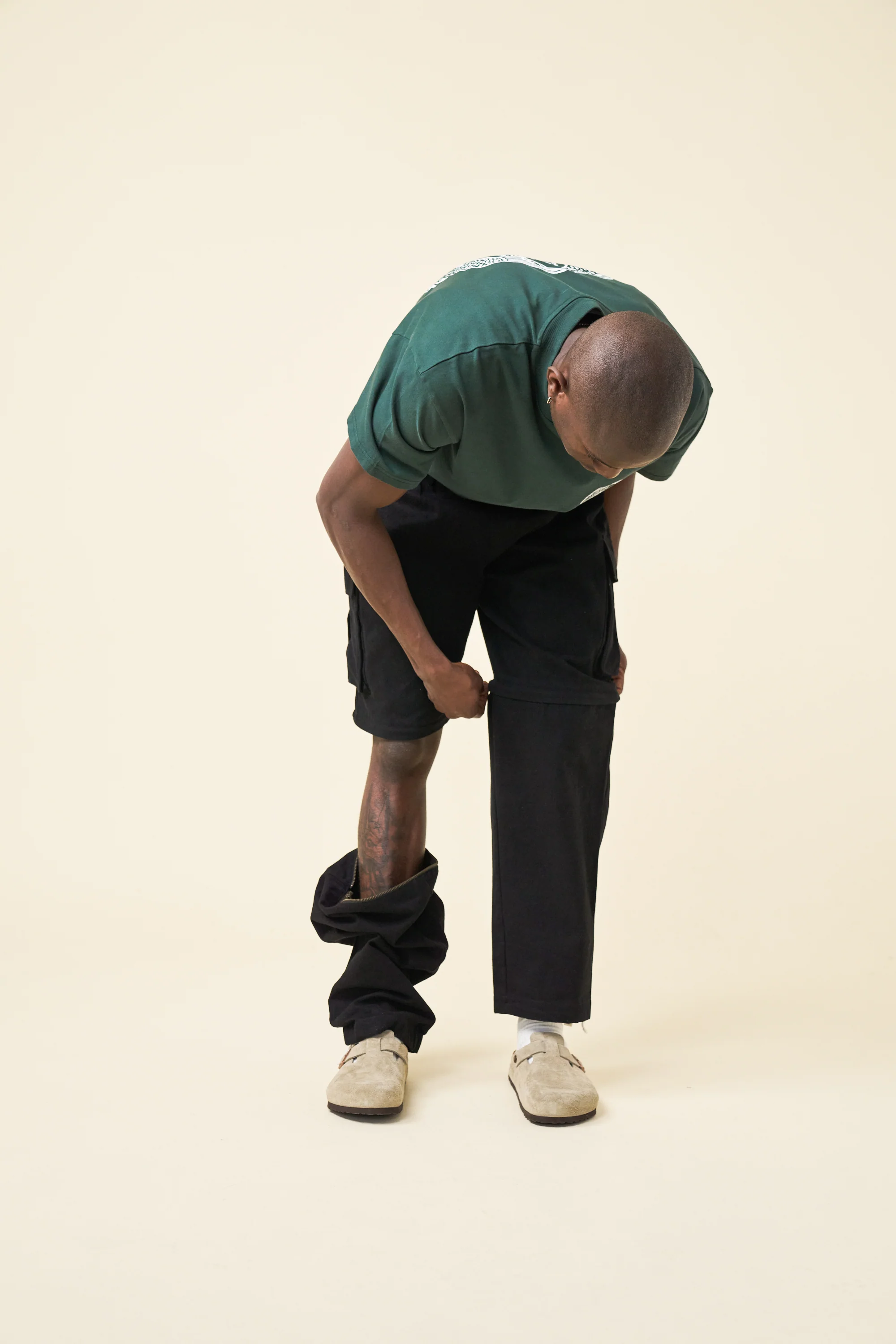 CANVAS CARGO TROUSER + SHORT ZIP OFFS - BLACK - Image 8
