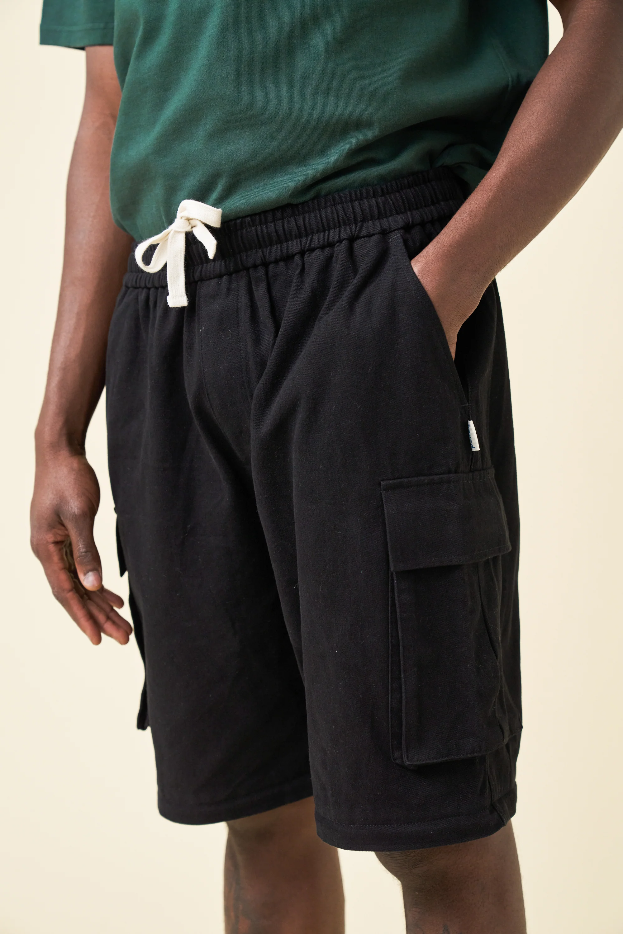 CANVAS CARGO TROUSER + SHORT ZIP OFFS - BLACK - Image 9