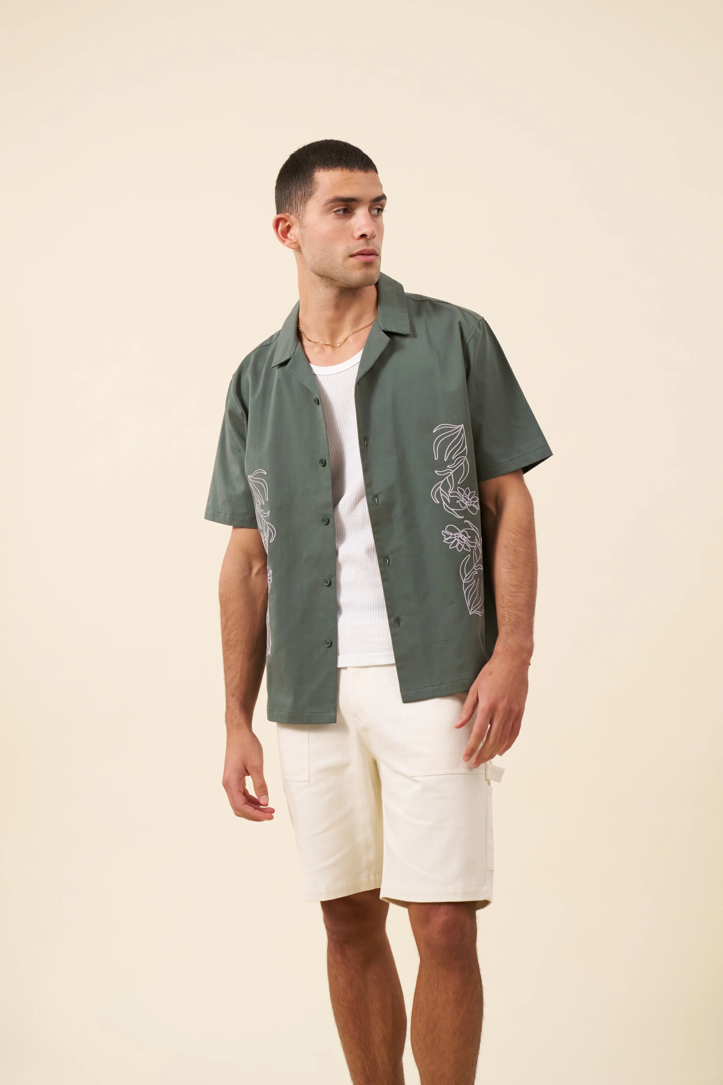 CANVAS CARPENTER SHORTS - ECRU - Image 3