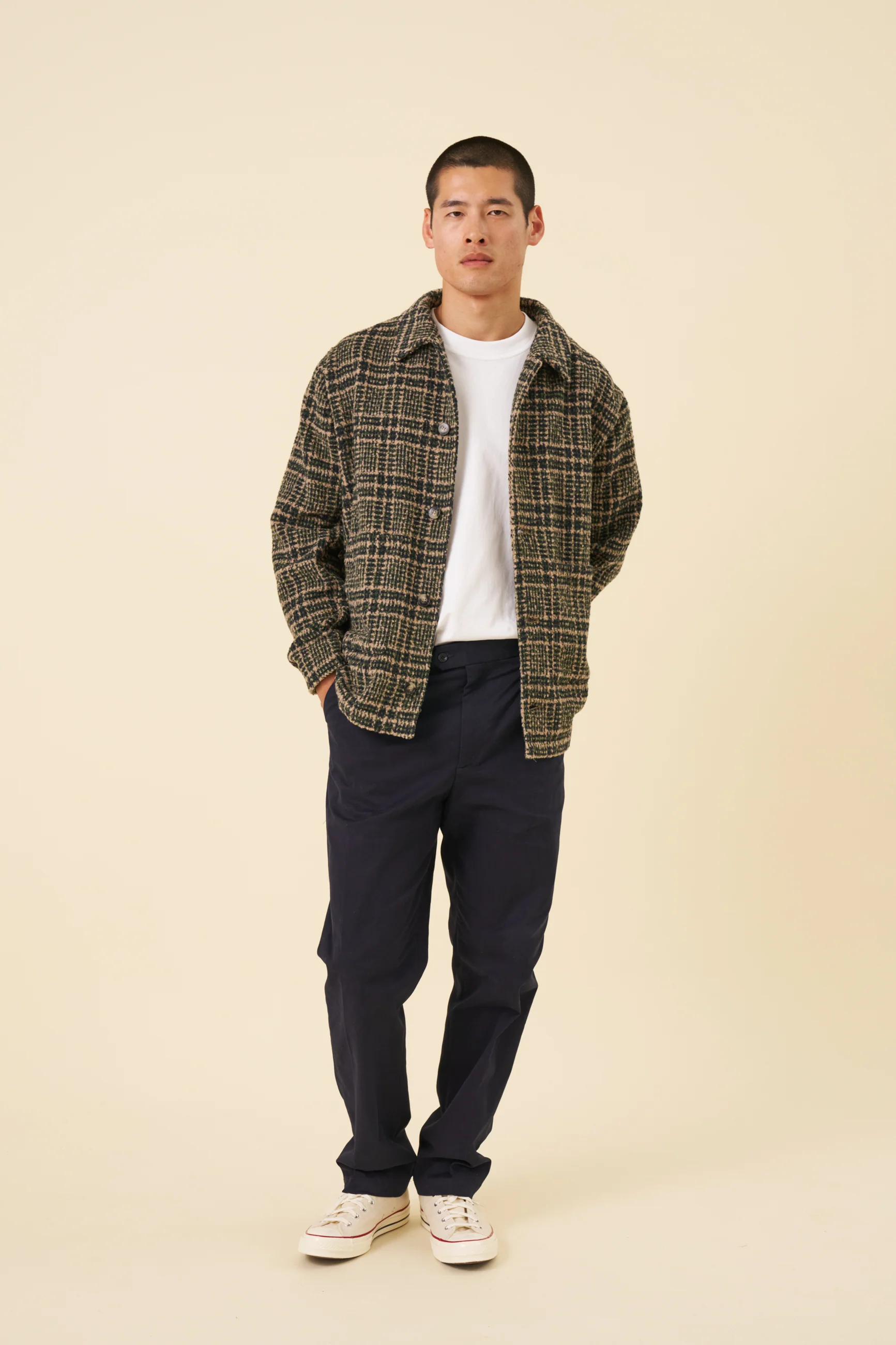 CANVAS PLEATED CHINO - NAVY - Image 3