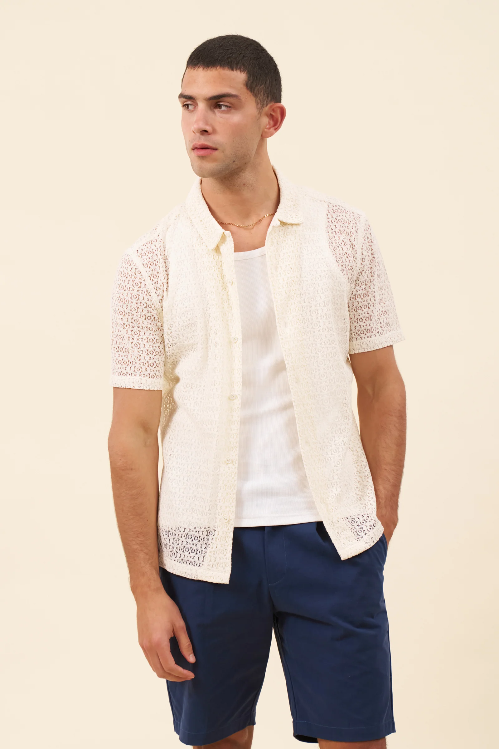 CAPRI LACE SHIRT - ECRU