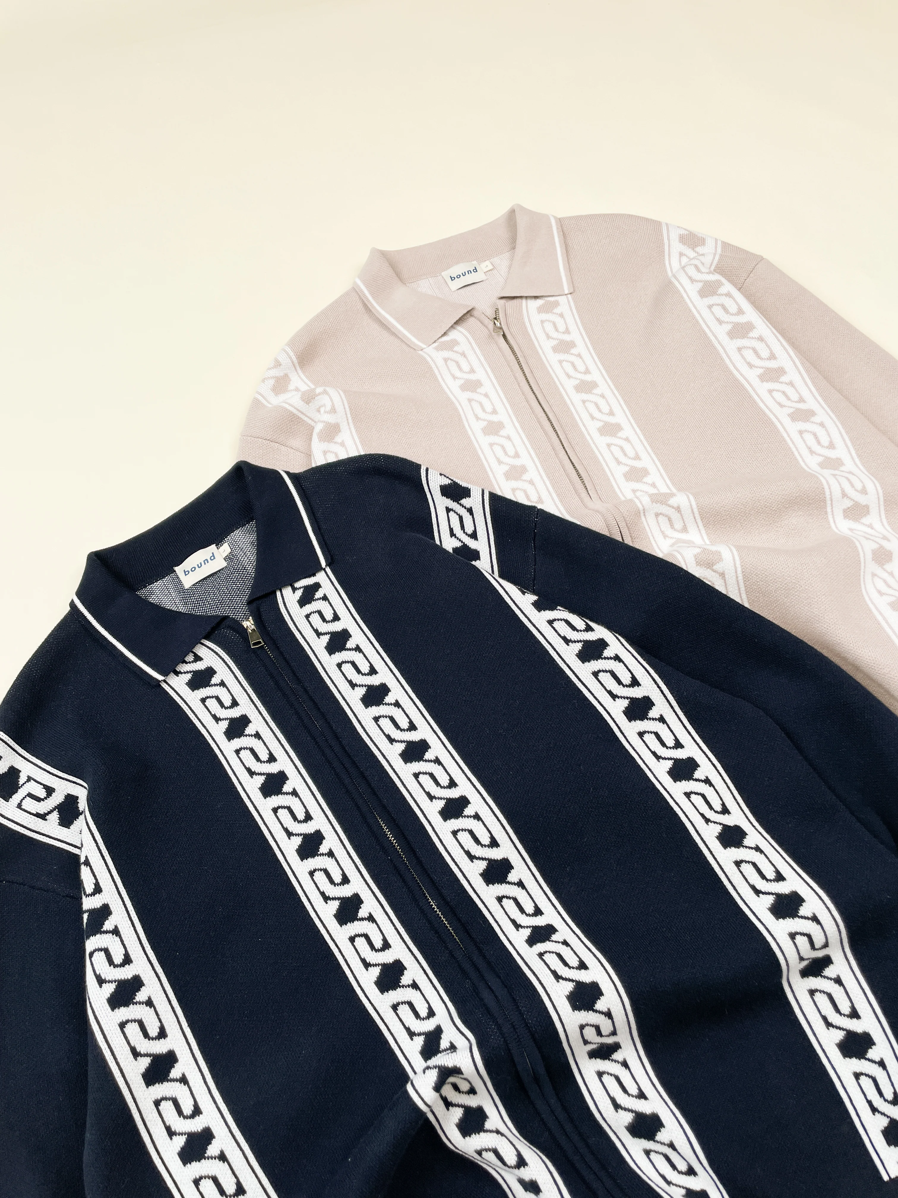 CHAIN FULL ZIP KNIT POLO - ASH - Image 10