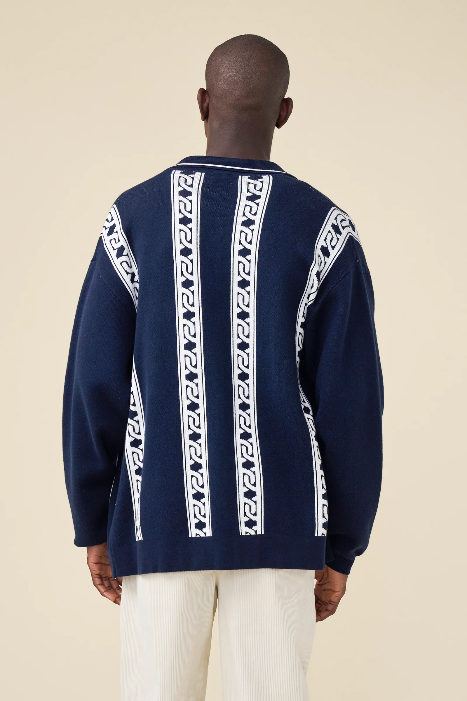 CHAIN FULL ZIP KNIT POLO - NAVY - Image 4