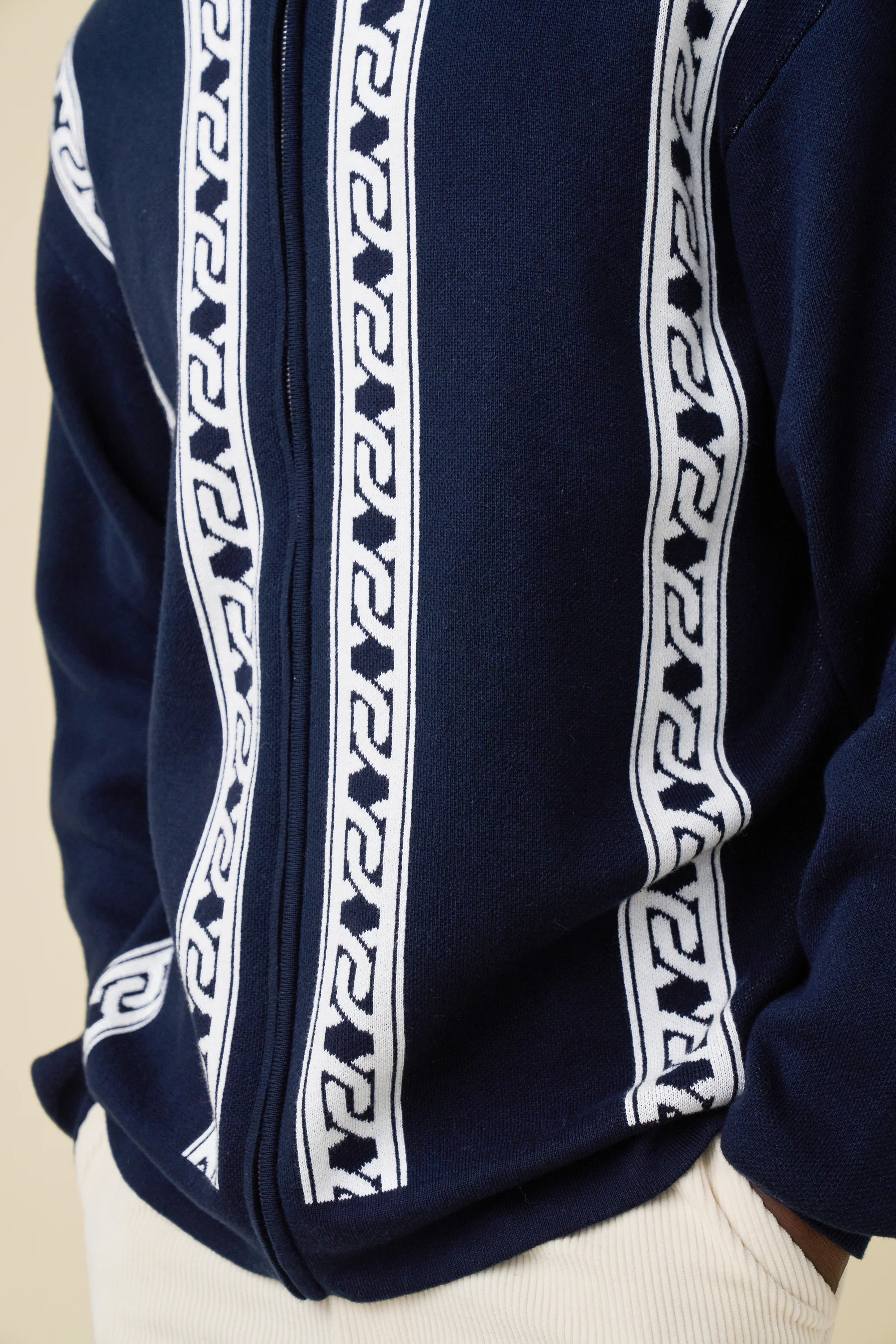 CHAIN FULL ZIP KNIT POLO - NAVY - Image 6