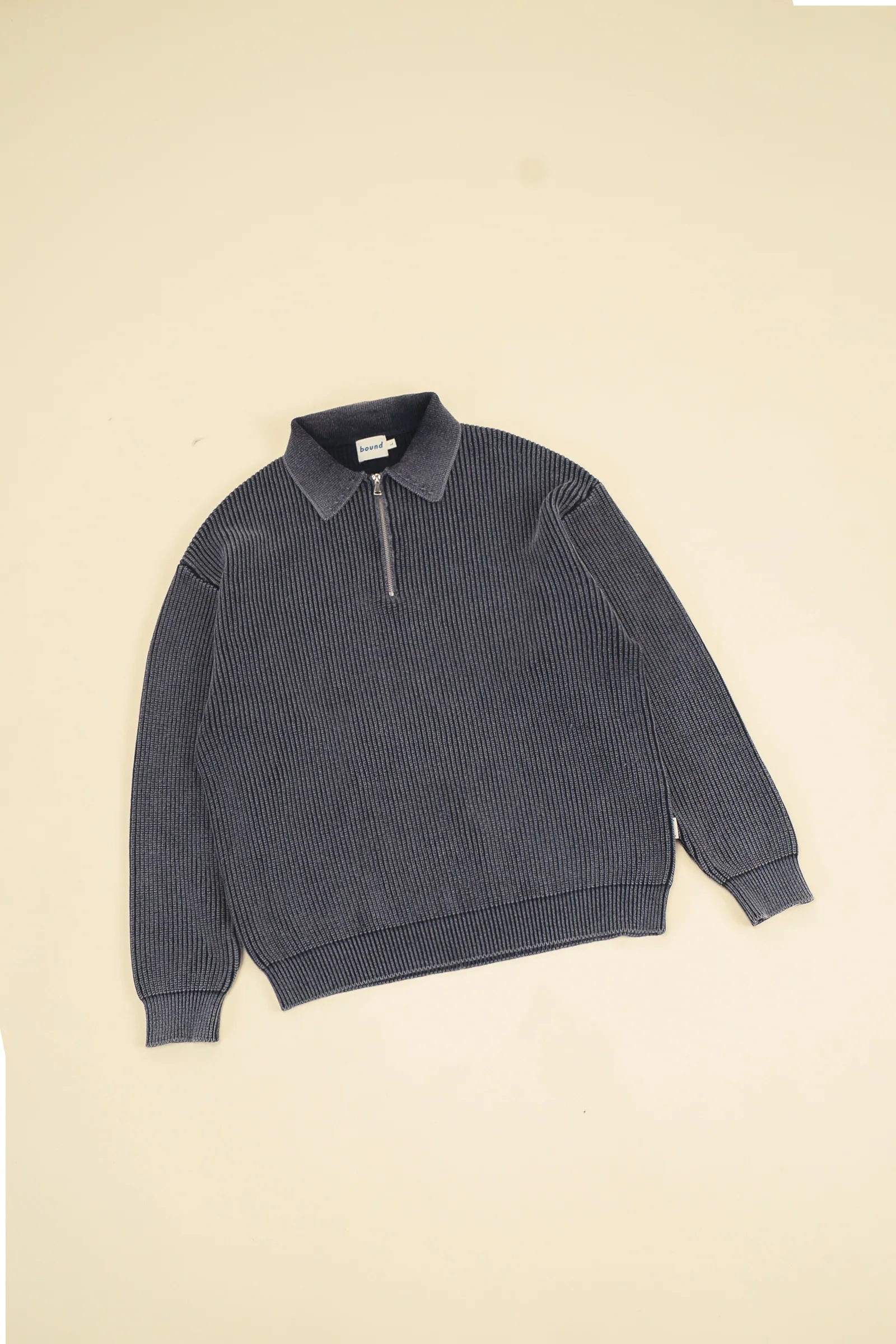 CHARCOAL ACID WASH HALF ZIP KNIT PULLOVER - Image 11