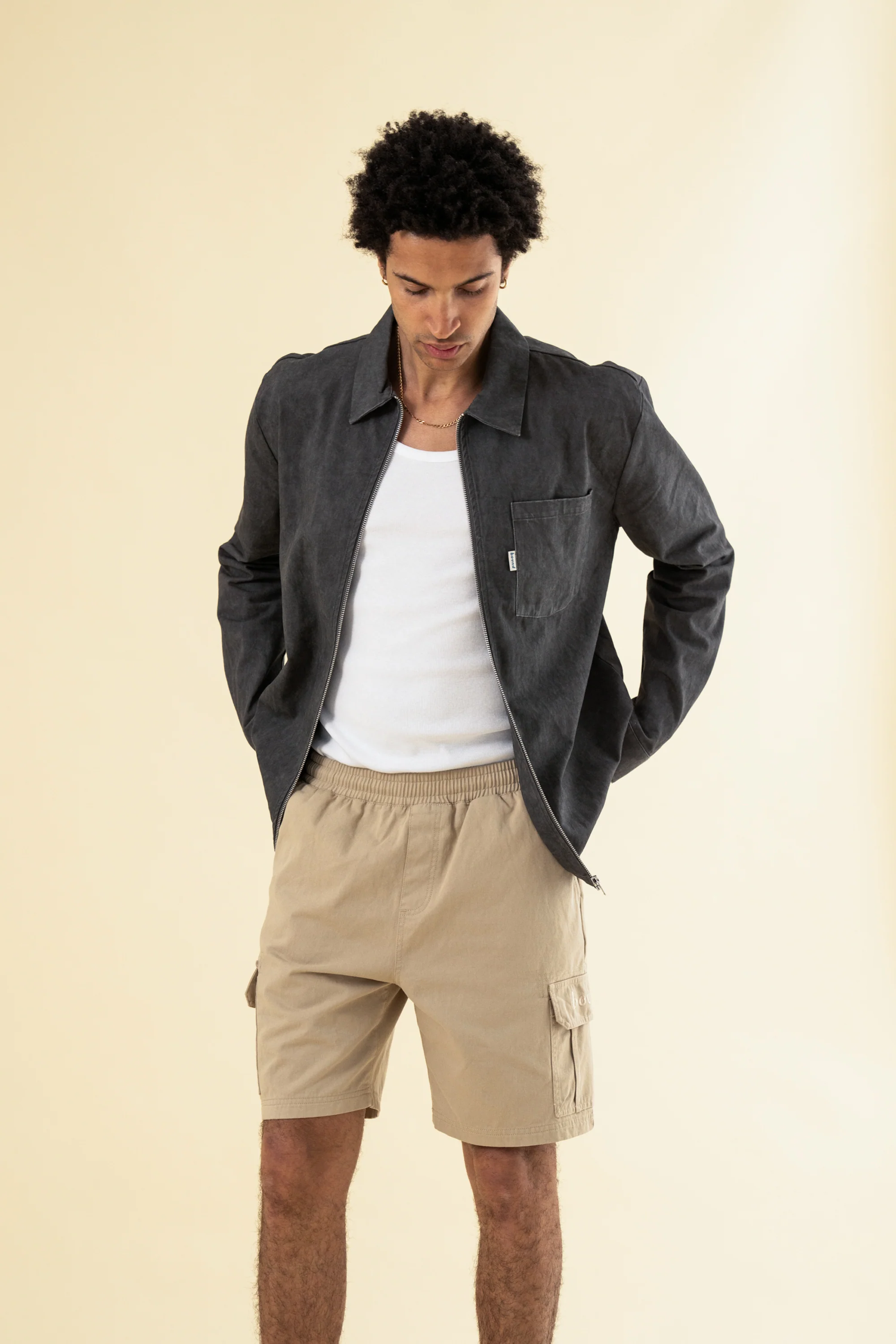 CHARCOAL ACID WASH ZIP OVERSHIRT - Image 5