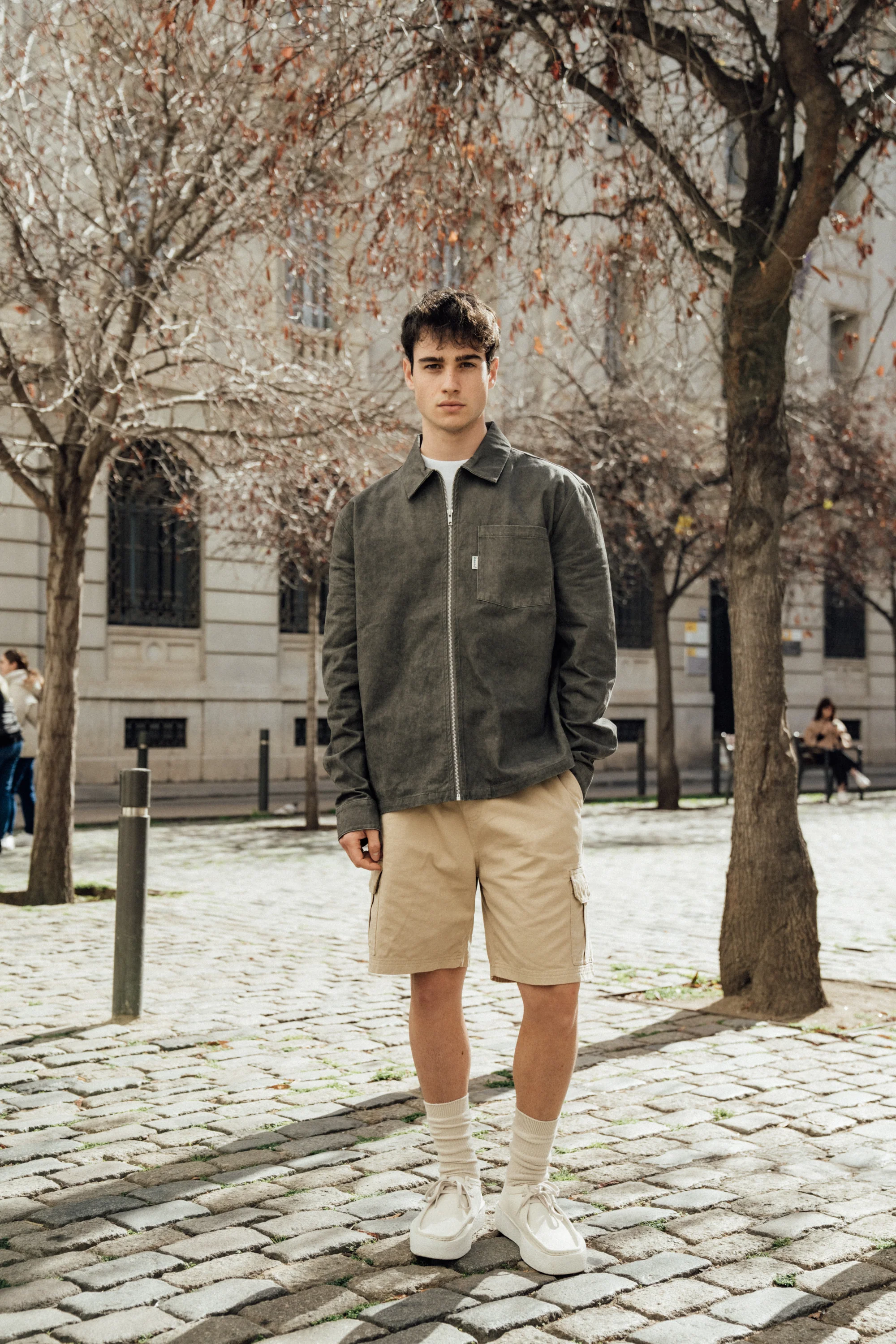 CHARCOAL ACID WASH ZIP OVERSHIRT - Image 6