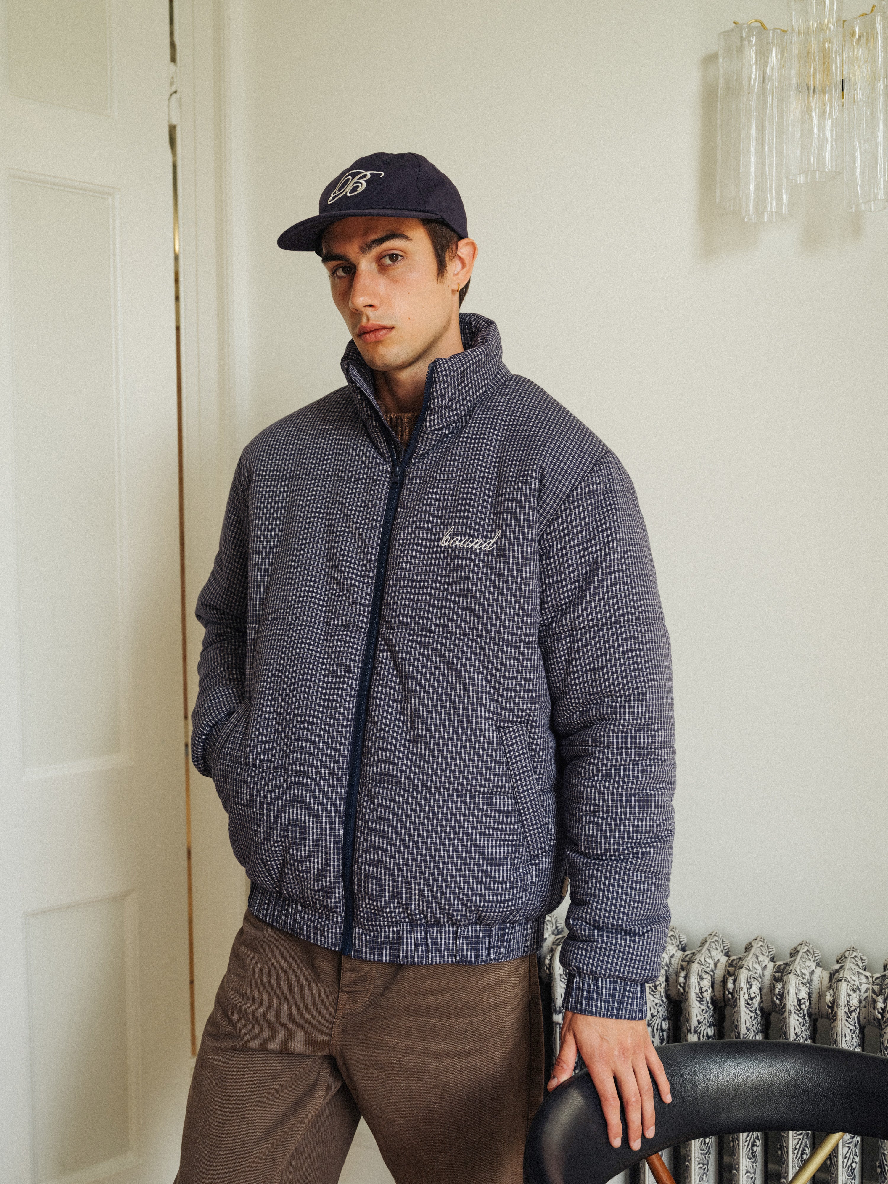 CHECK COTTON PUFFER - NAVY - Image 10