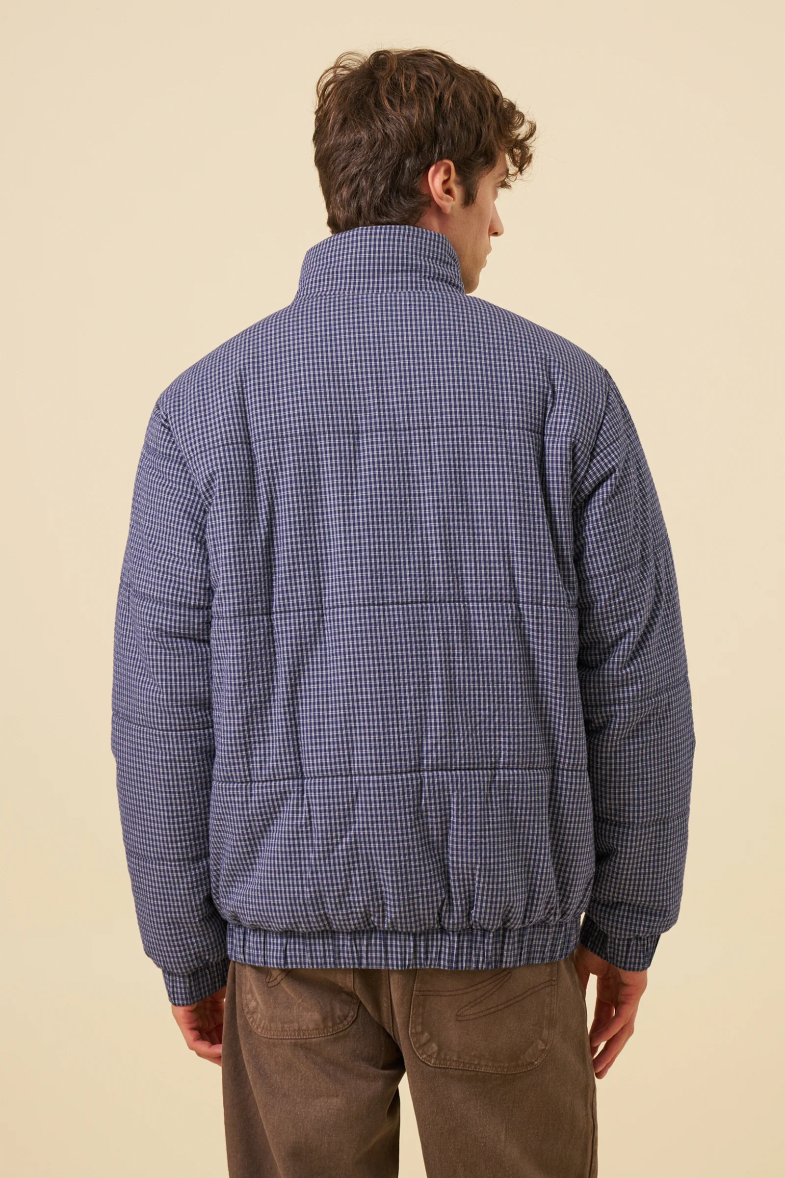 CHECK COTTON PUFFER - NAVY - Image 3