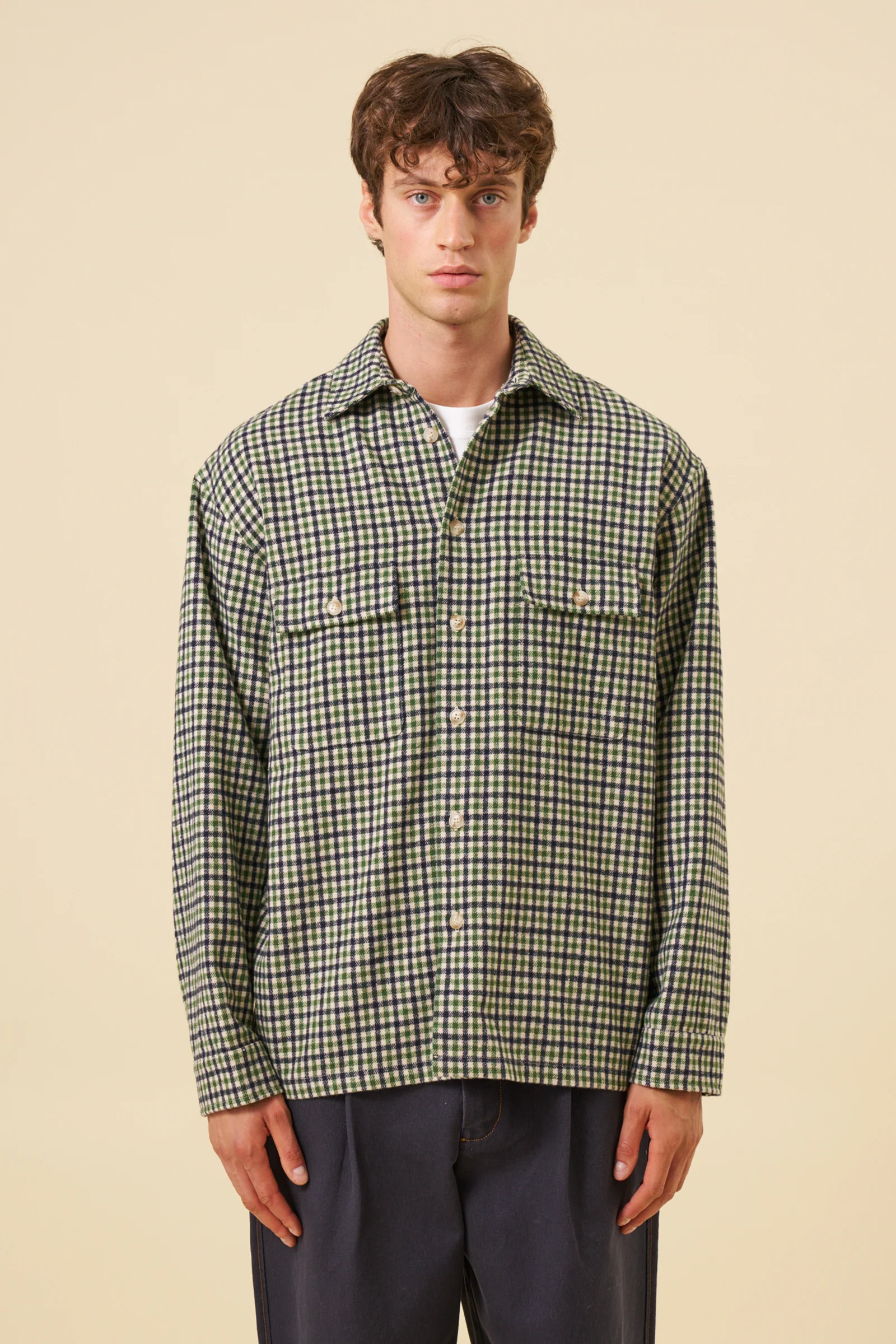 CHECK FLANNEL OVERSHIRT - GREEN