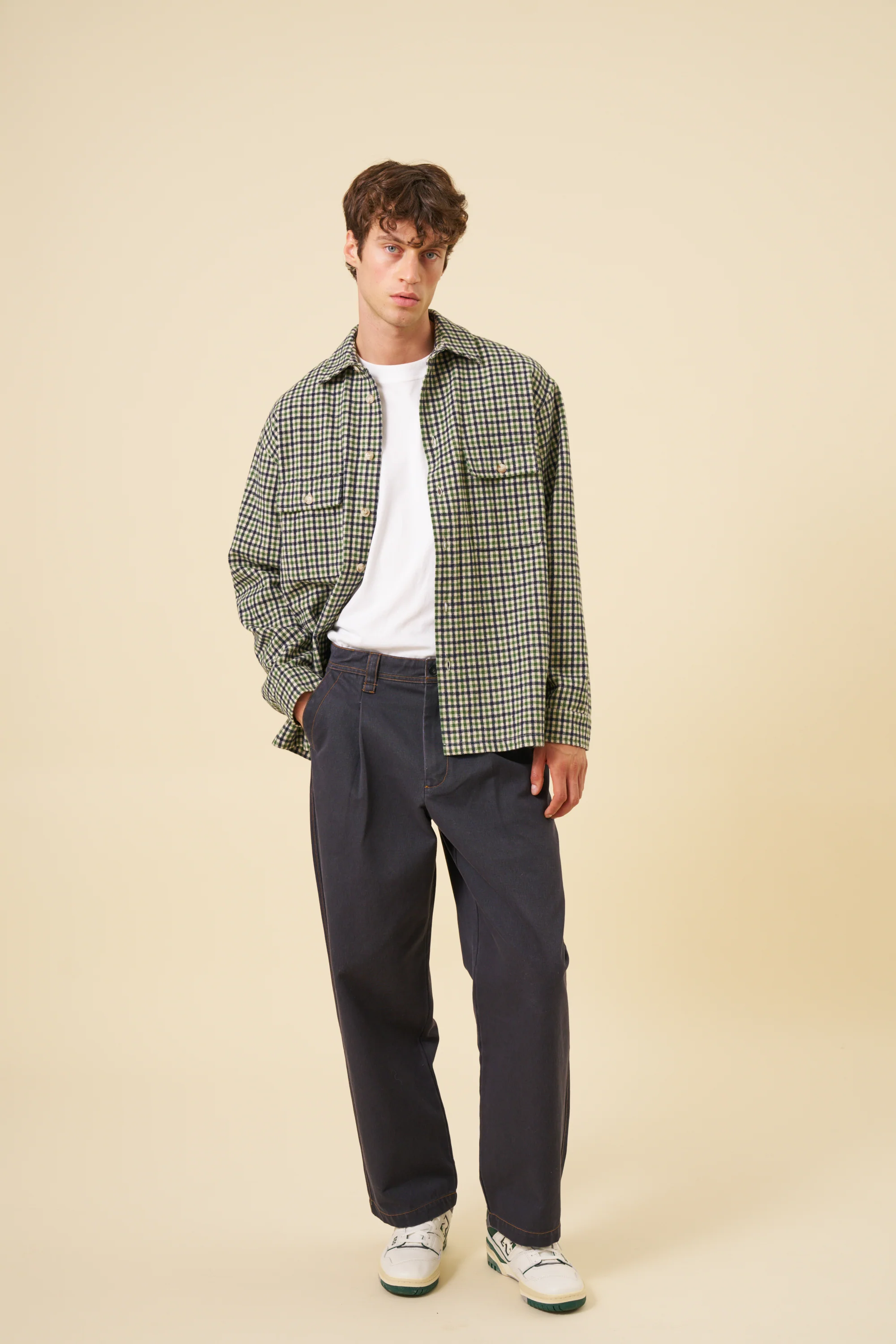 CHECK FLANNEL OVERSHIRT - GREEN - Image 2