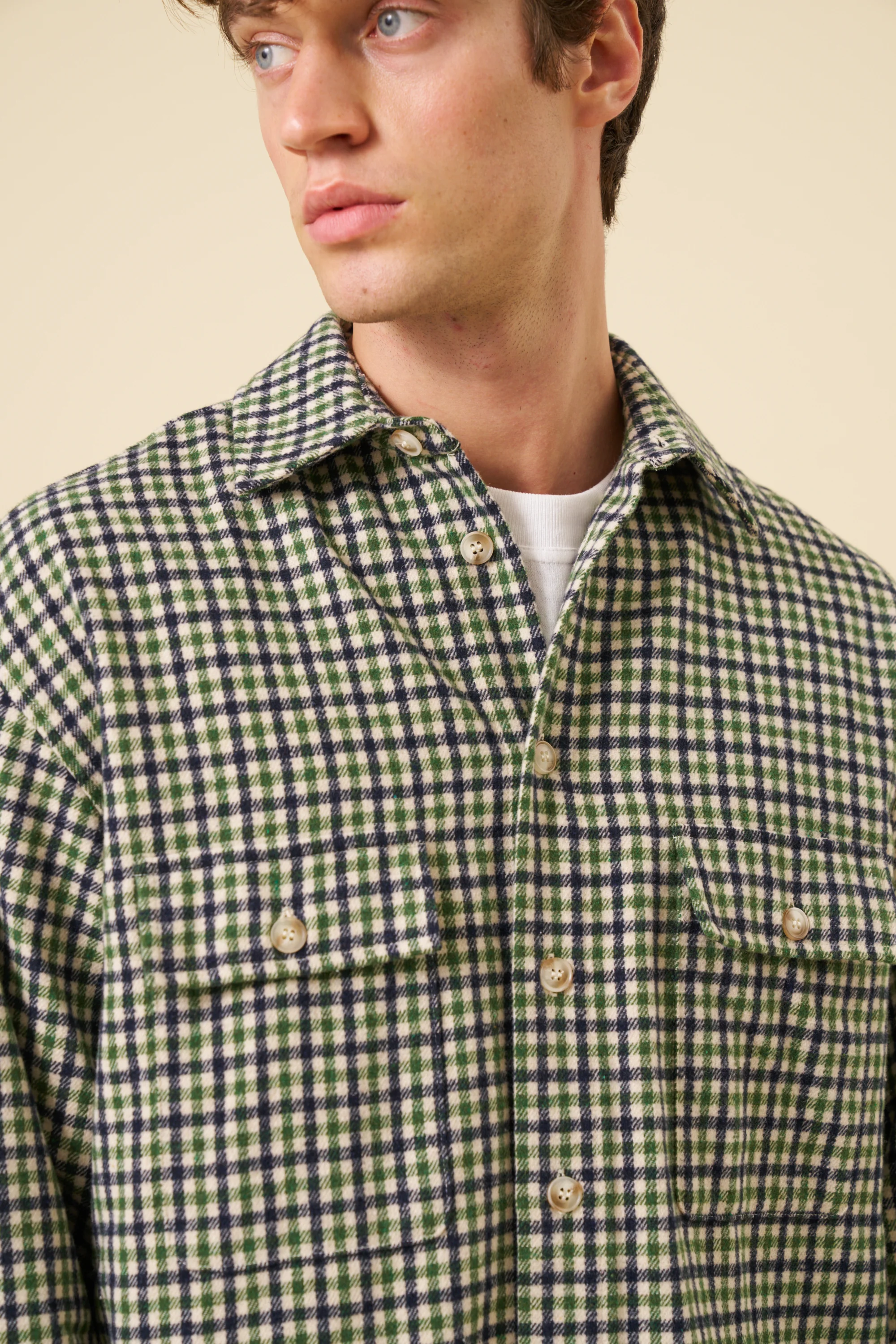CHECK FLANNEL OVERSHIRT - GREEN - Image 3