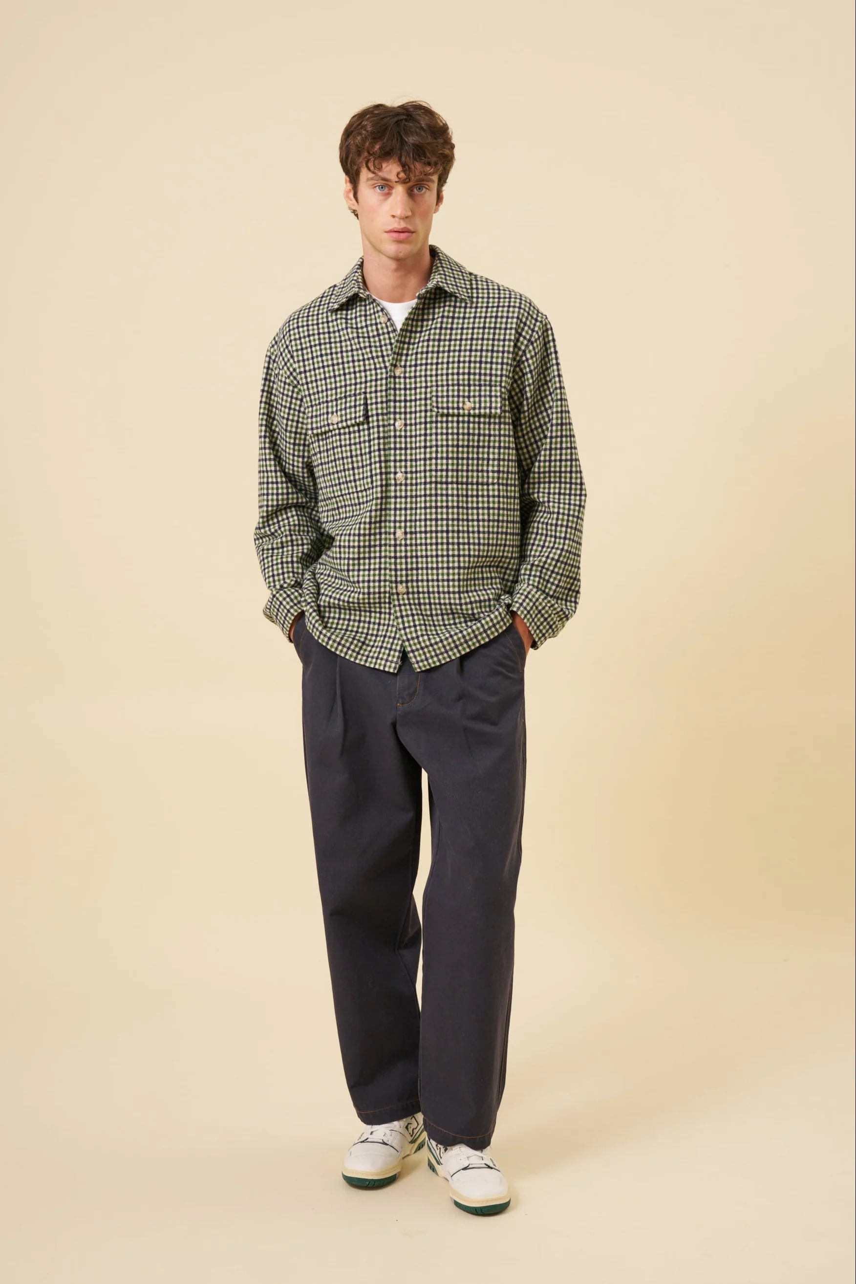 CHECK FLANNEL OVERSHIRT - GREEN - Image 6