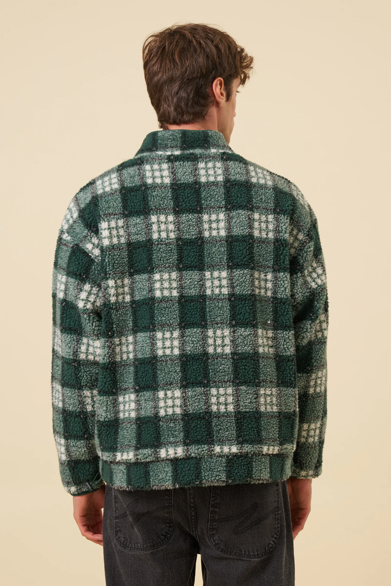 CHECK HALF ZIP FLEECE - GREEN - Image 6