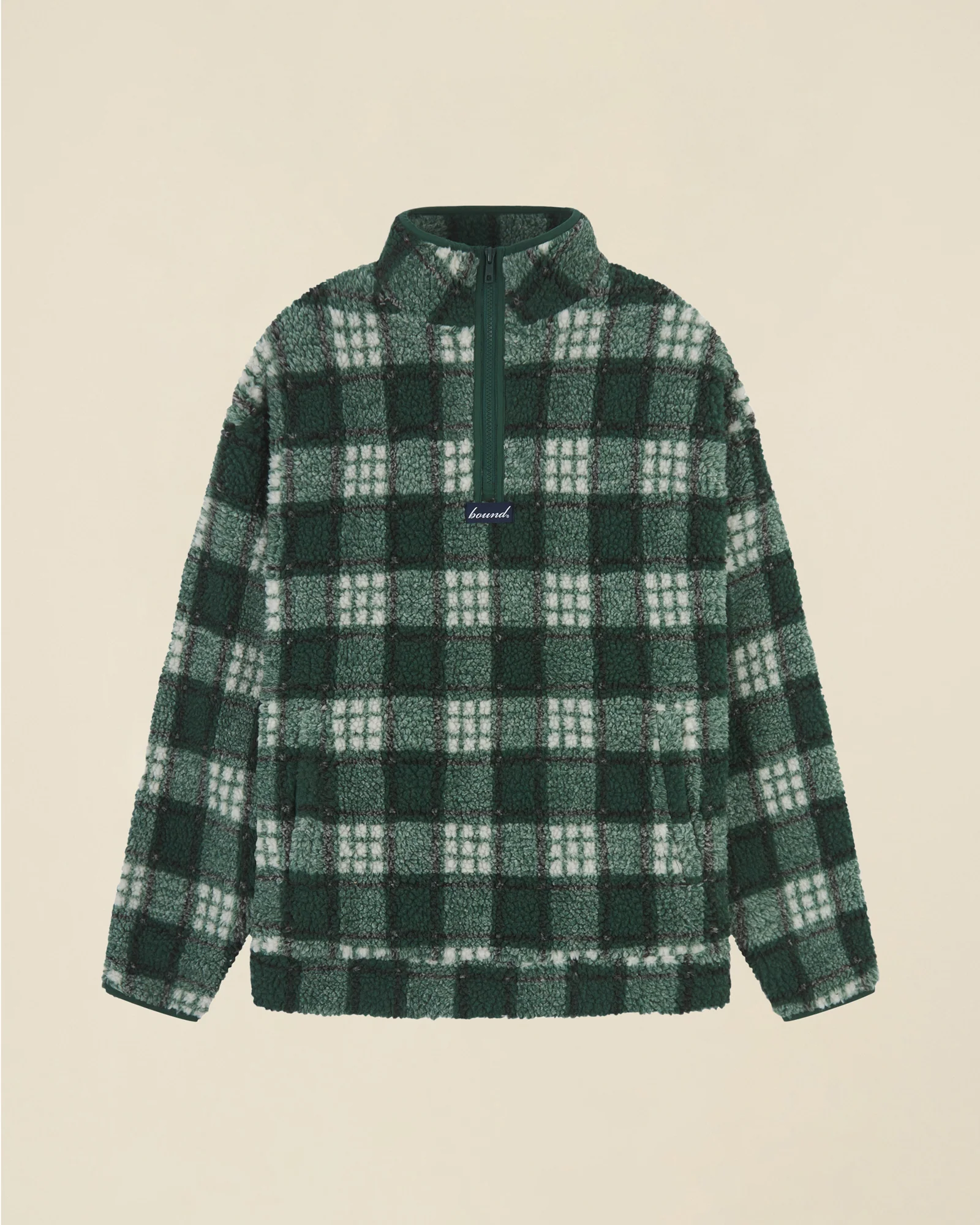 CHECK HALF ZIP FLEECE - GREEN - Image 9