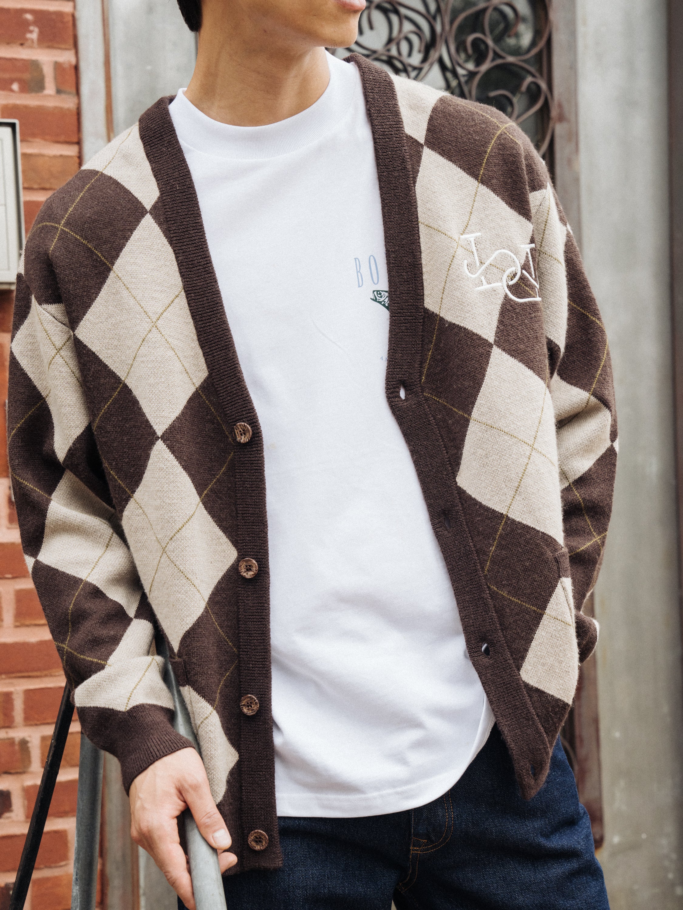 CHECK WOOL GRANDAD CARDIGAN - Image 10