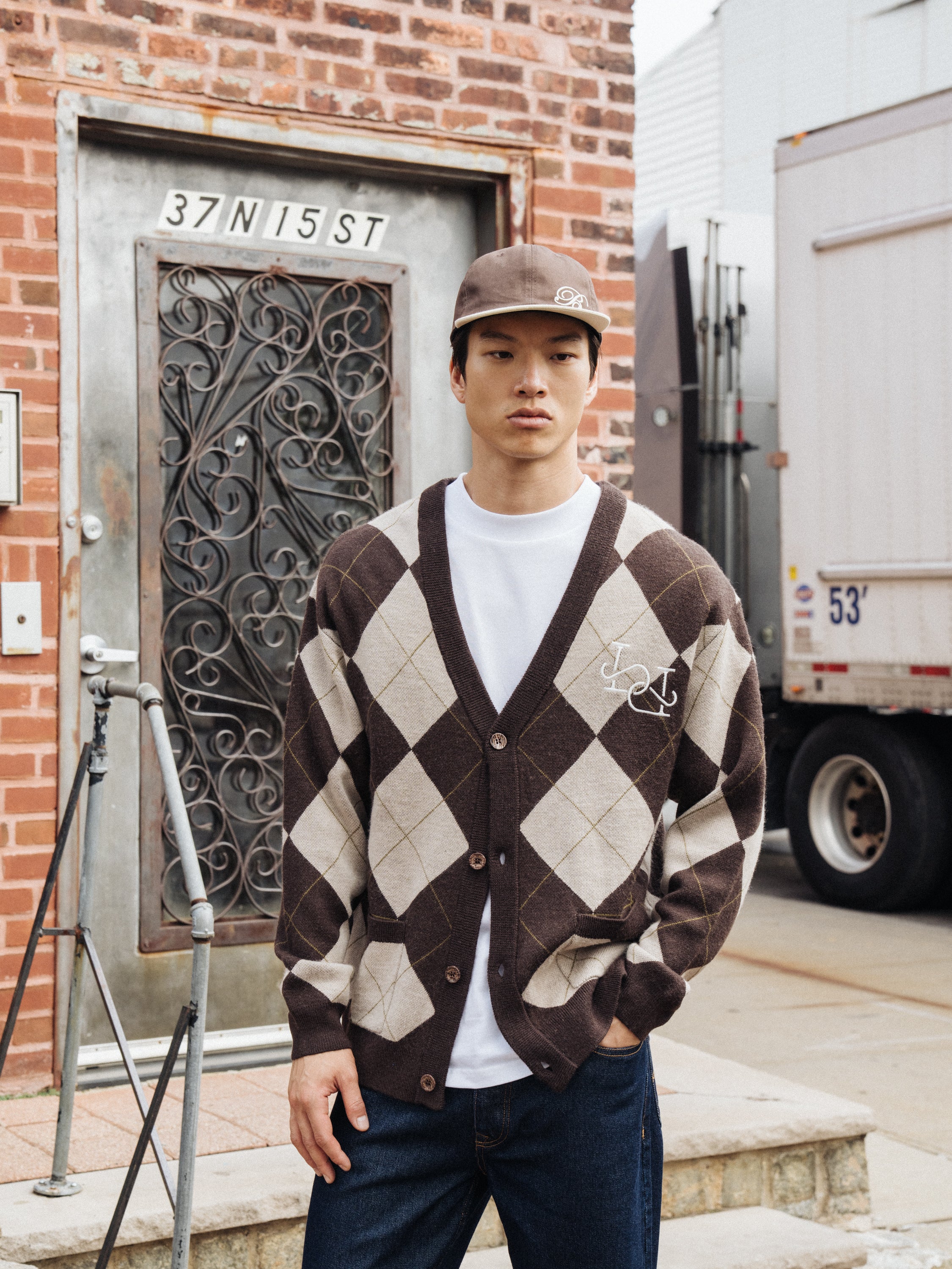 CHECK WOOL GRANDAD CARDIGAN - Image 2