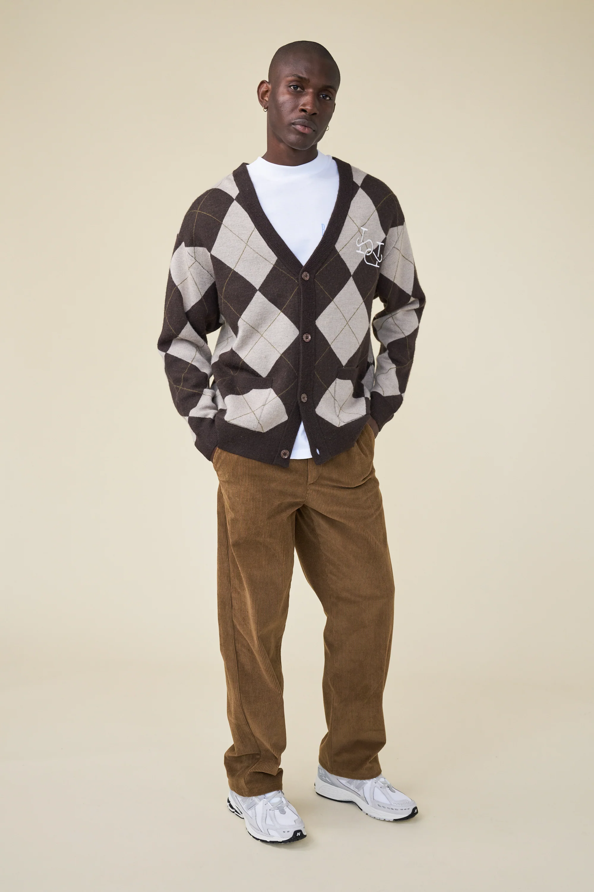 CHECK WOOL GRANDAD CARDIGAN - Image 3