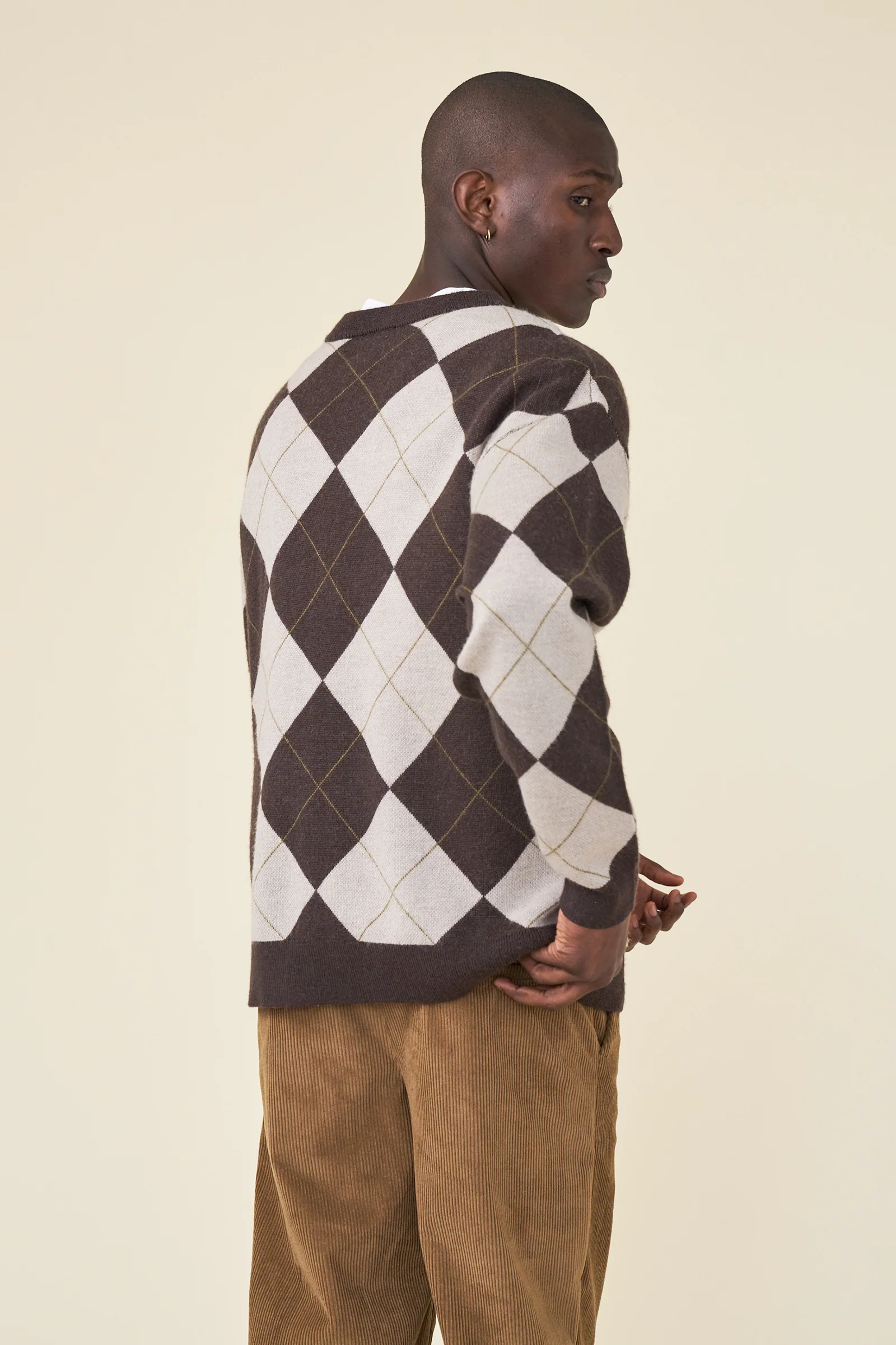 CHECK WOOL GRANDAD CARDIGAN - Image 4