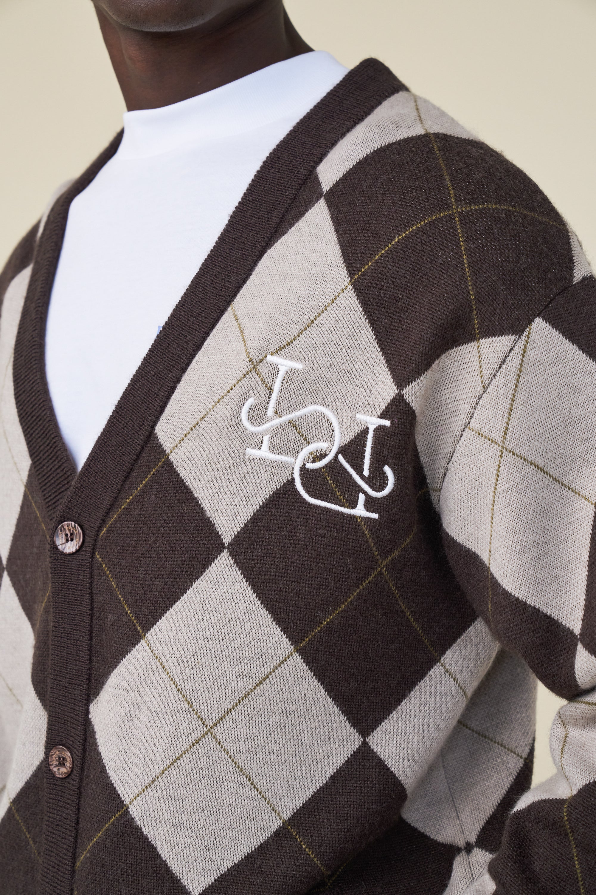 CHECK WOOL GRANDAD CARDIGAN - Image 5