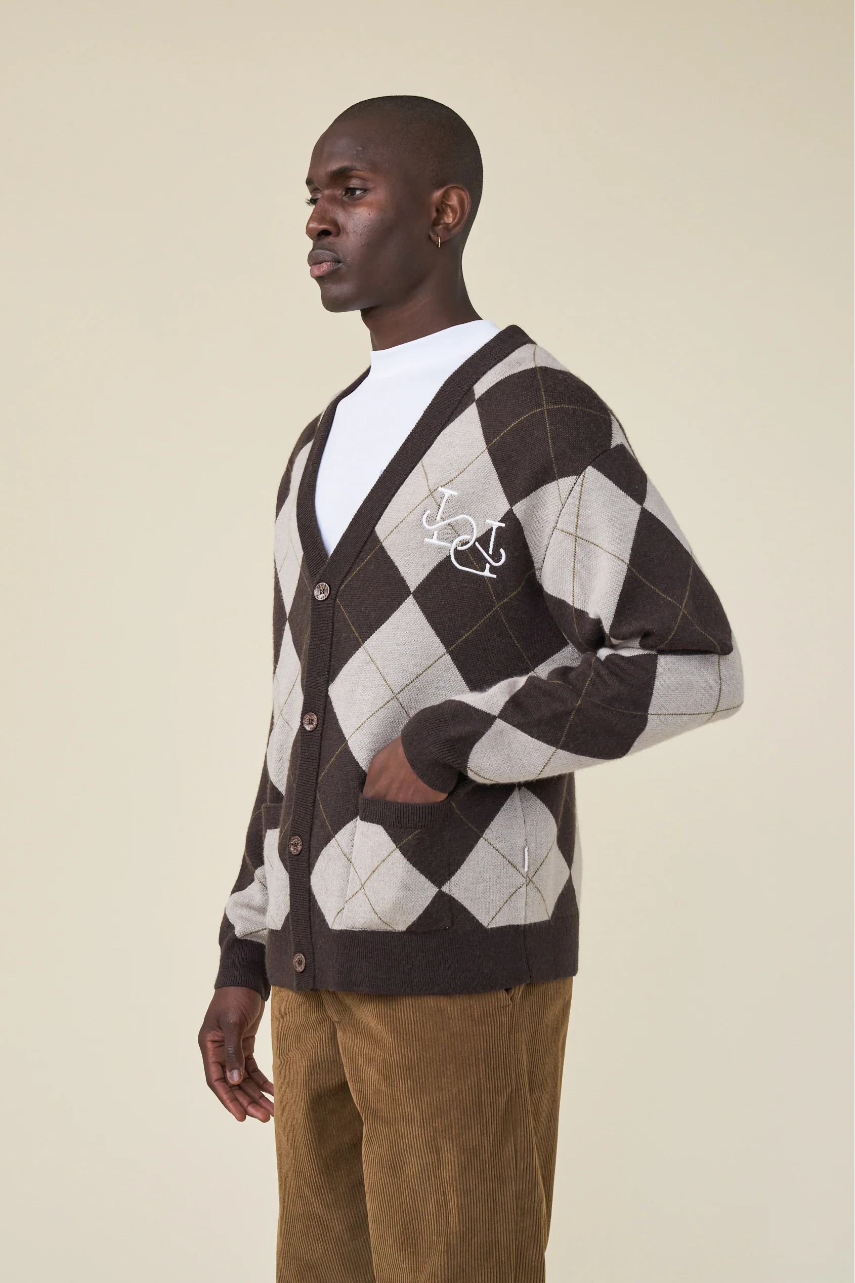 CHECK WOOL GRANDAD CARDIGAN - Image 6