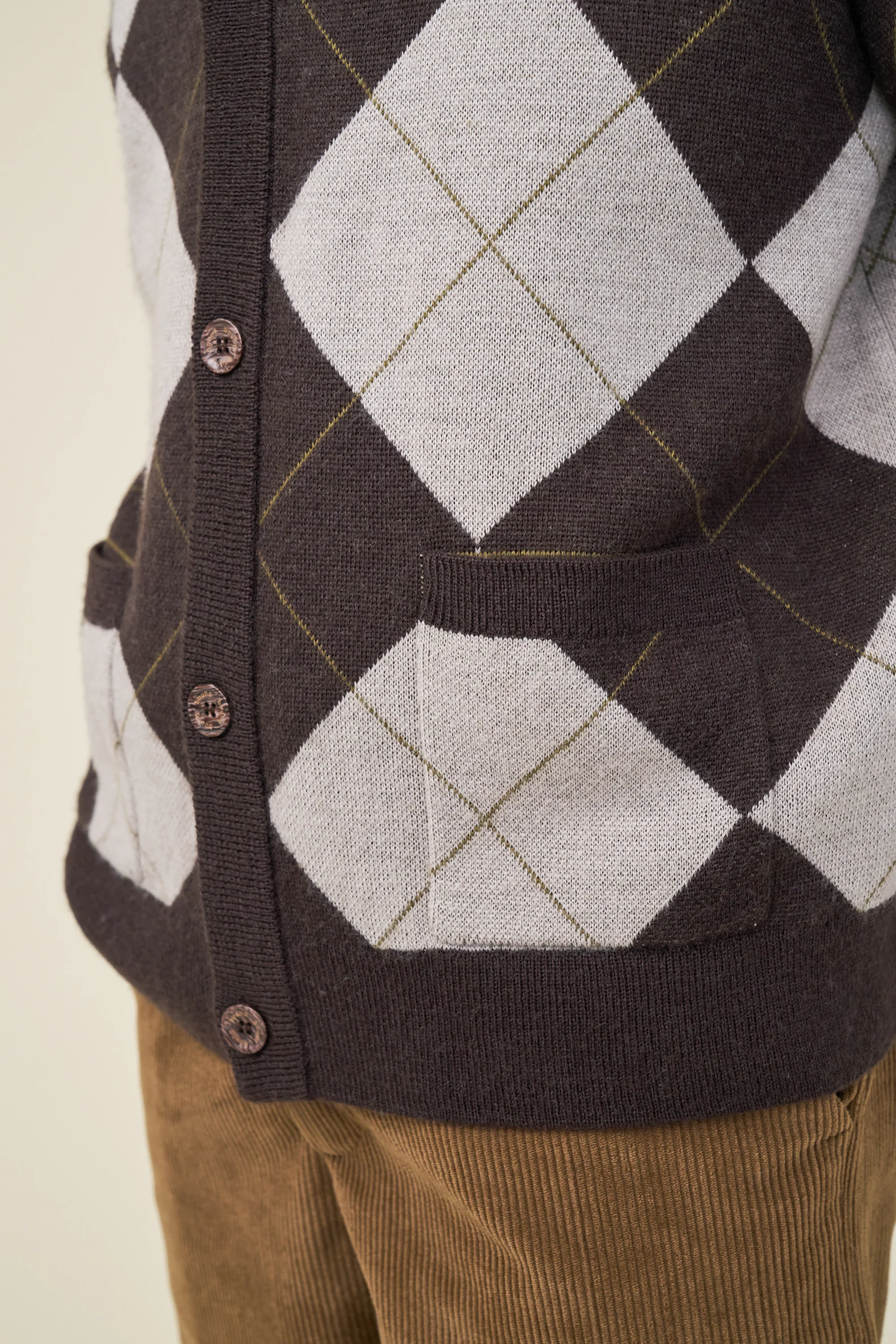 CHECK WOOL GRANDAD CARDIGAN - Image 7