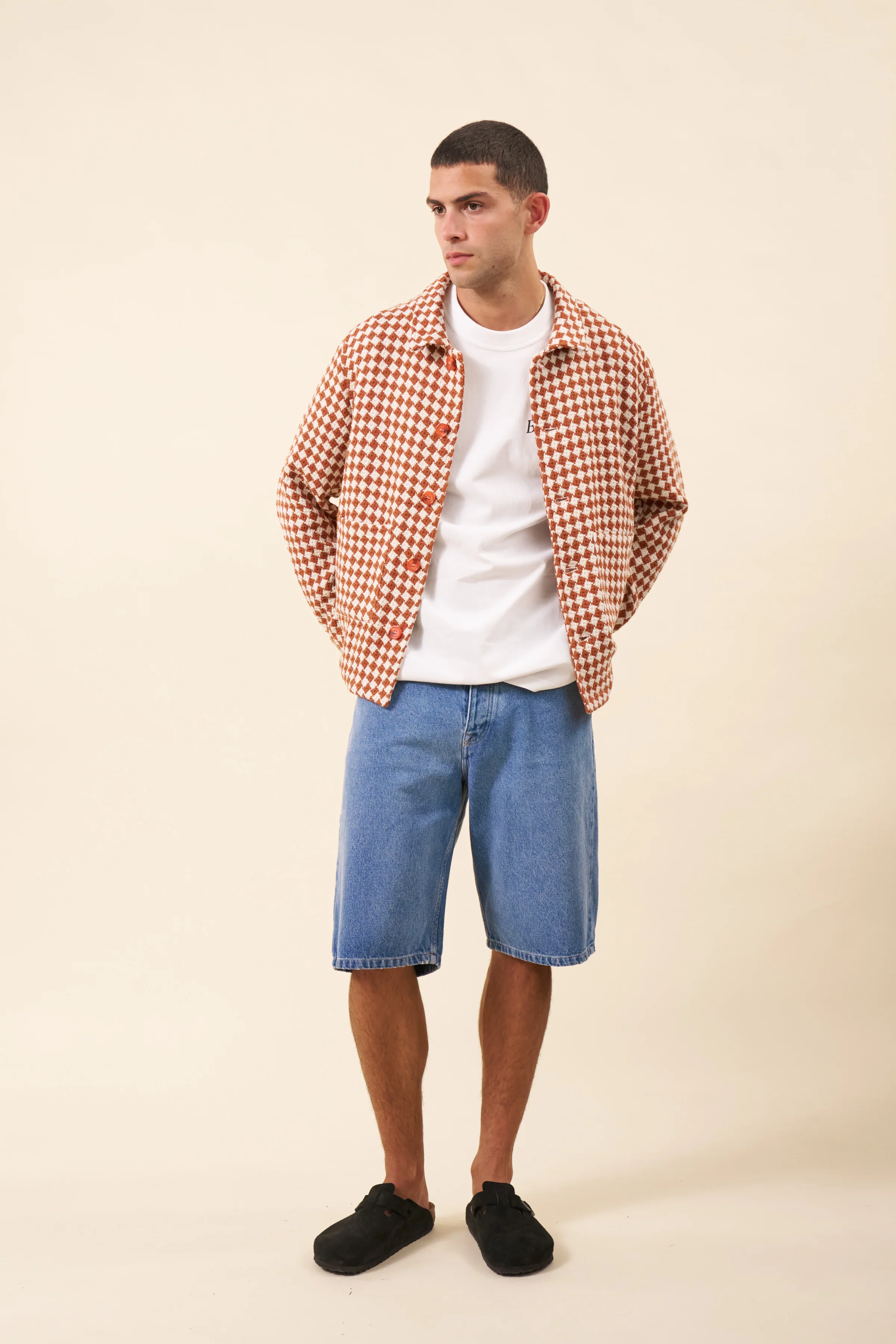 CHECKERED WOVEN OVERSHIRT - RUST - Image 3