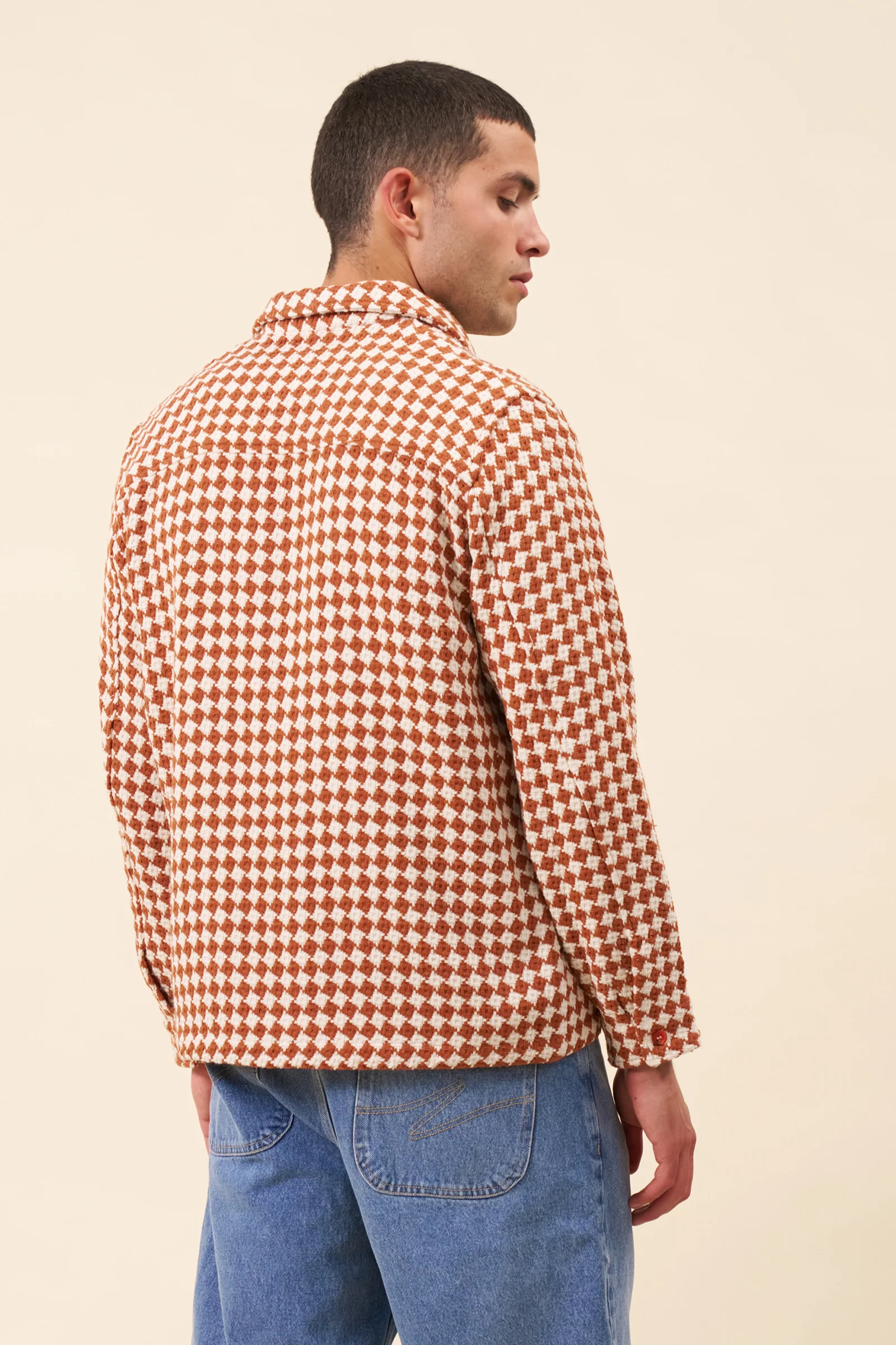 CHECKERED WOVEN OVERSHIRT - RUST - Image 4