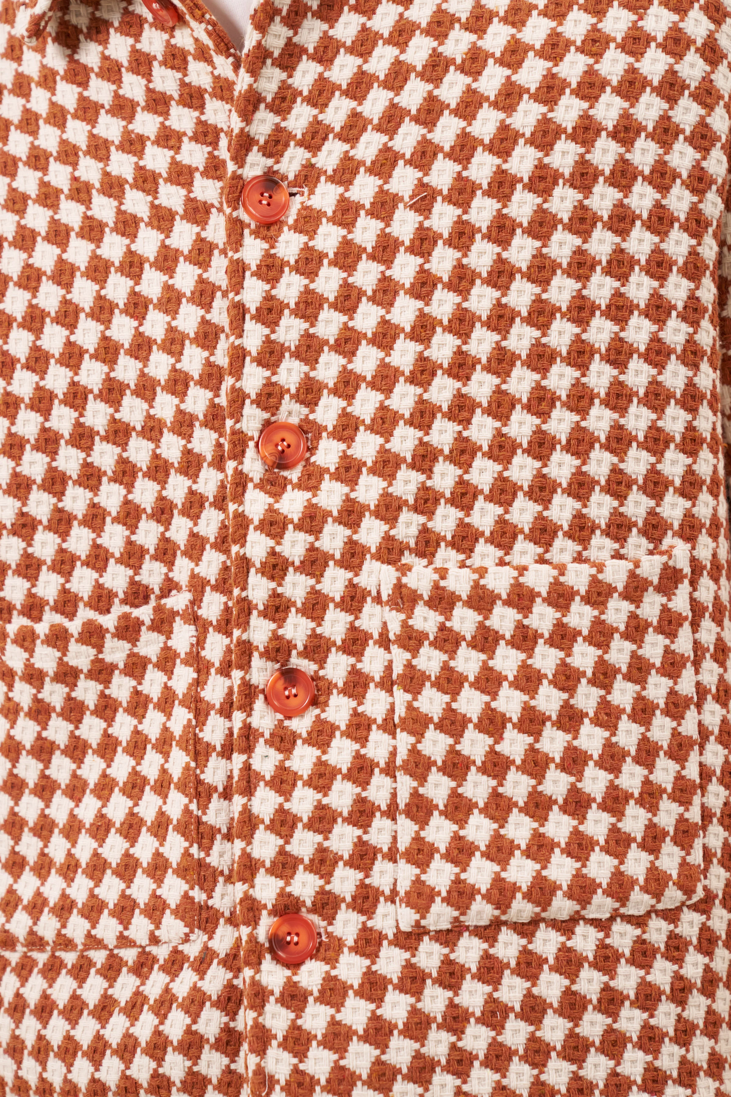 CHECKERED WOVEN OVERSHIRT - RUST - Image 6