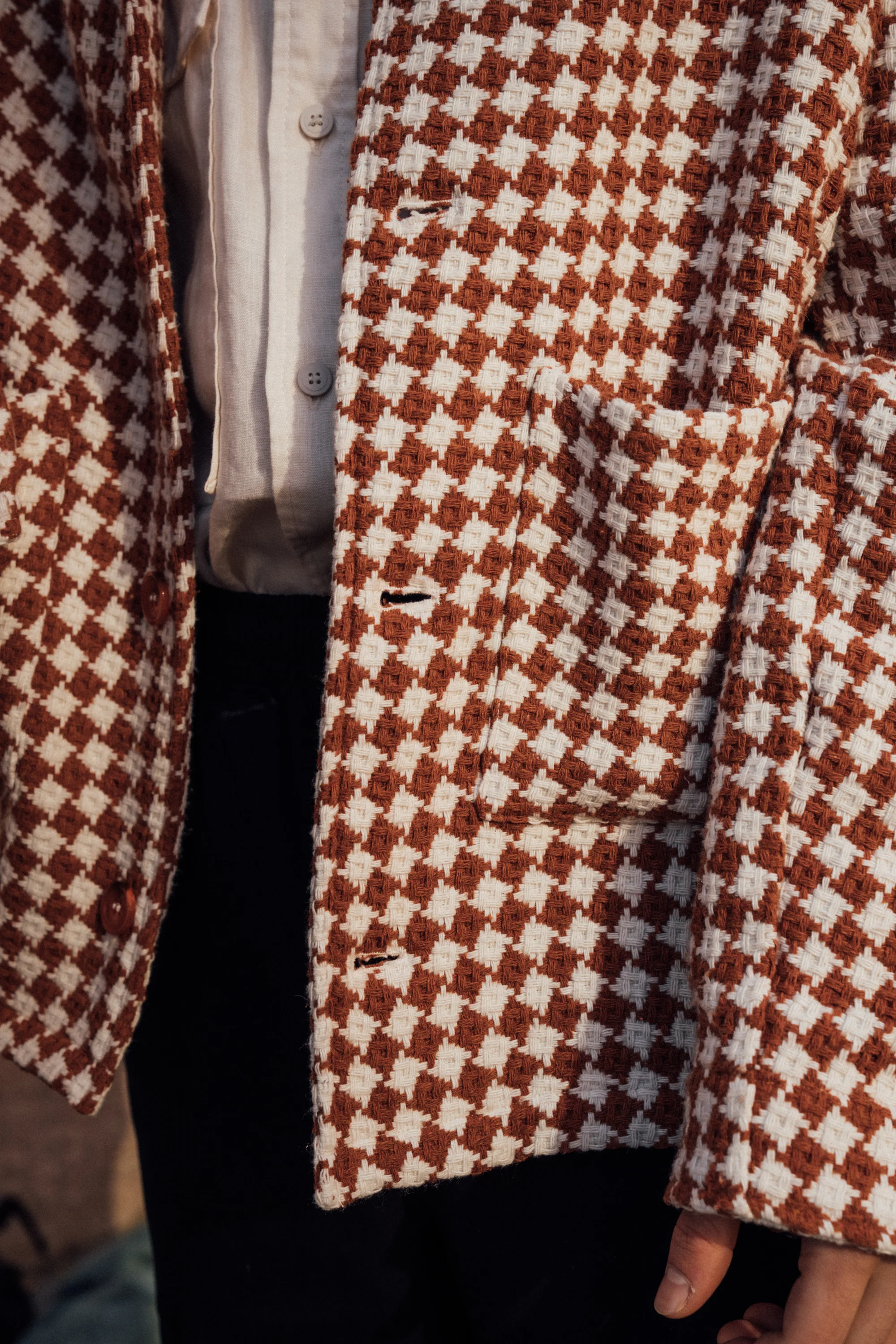 CHECKERED WOVEN OVERSHIRT - RUST - Image 7