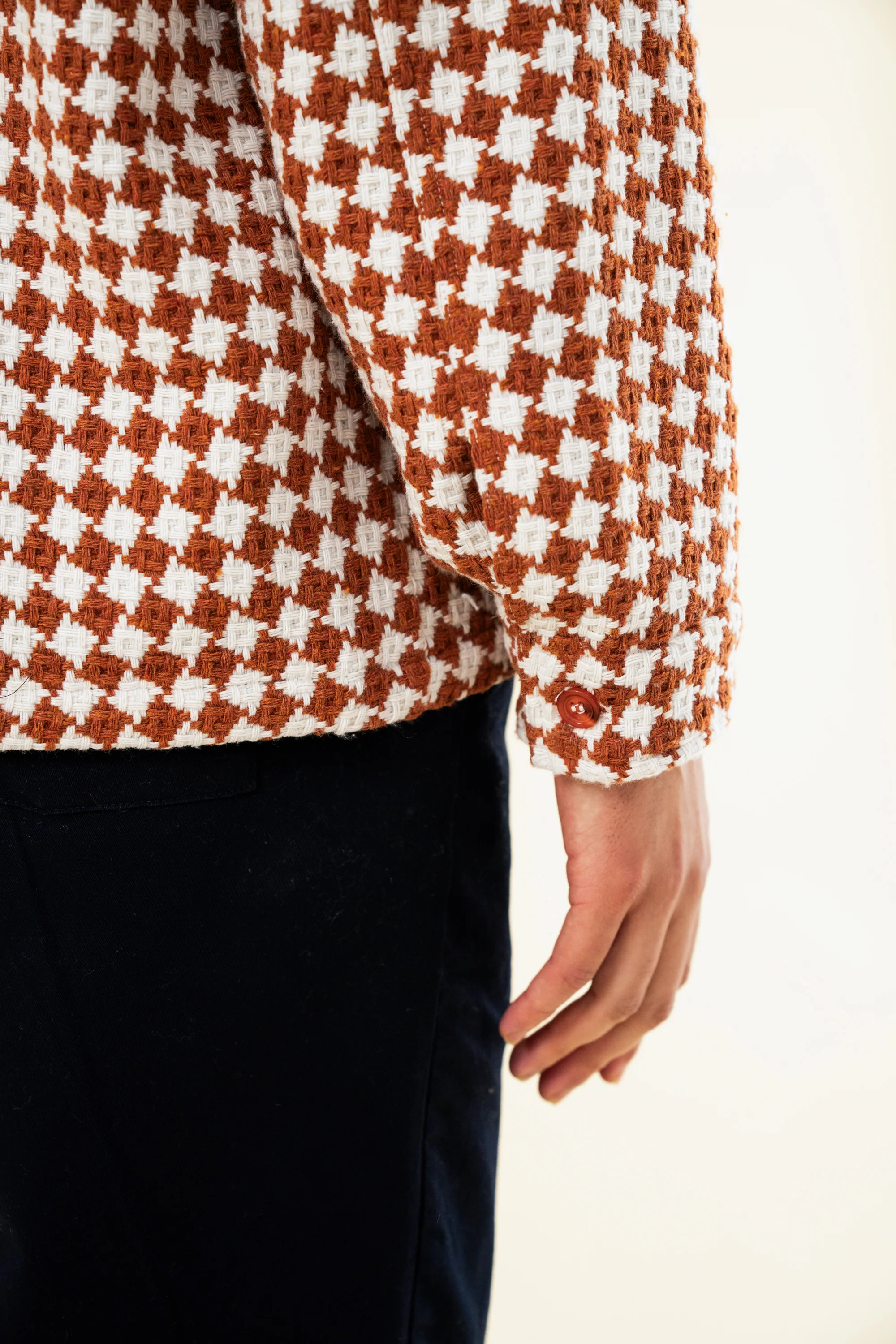 CHECKERED WOVEN OVERSHIRT - RUST - Image 8