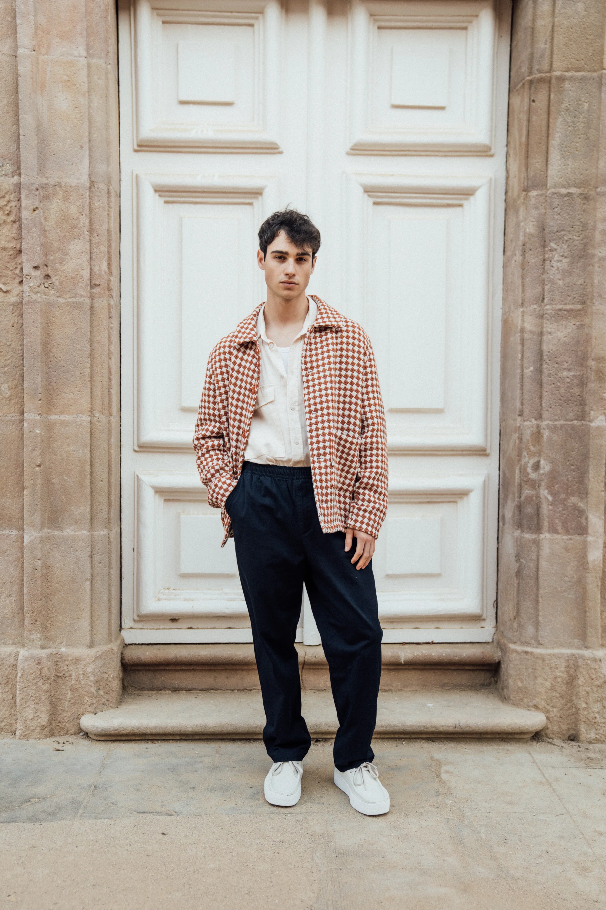 CHECKERED WOVEN OVERSHIRT - RUST - Image 9