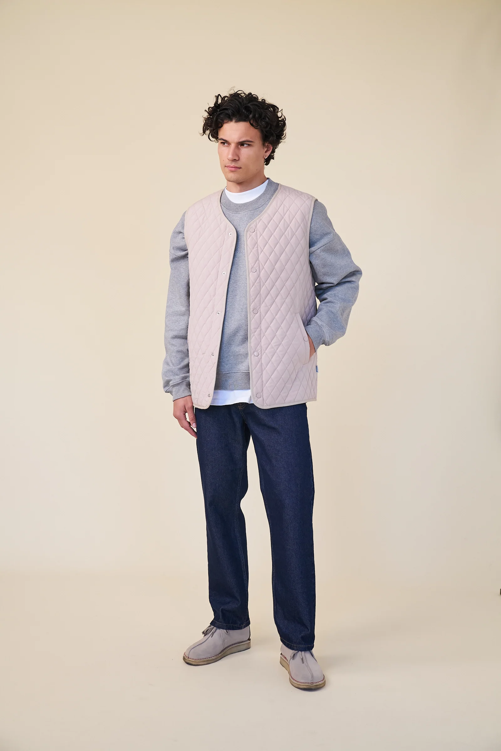 CHELSEA QUILTED VEST - SAND - Image 6